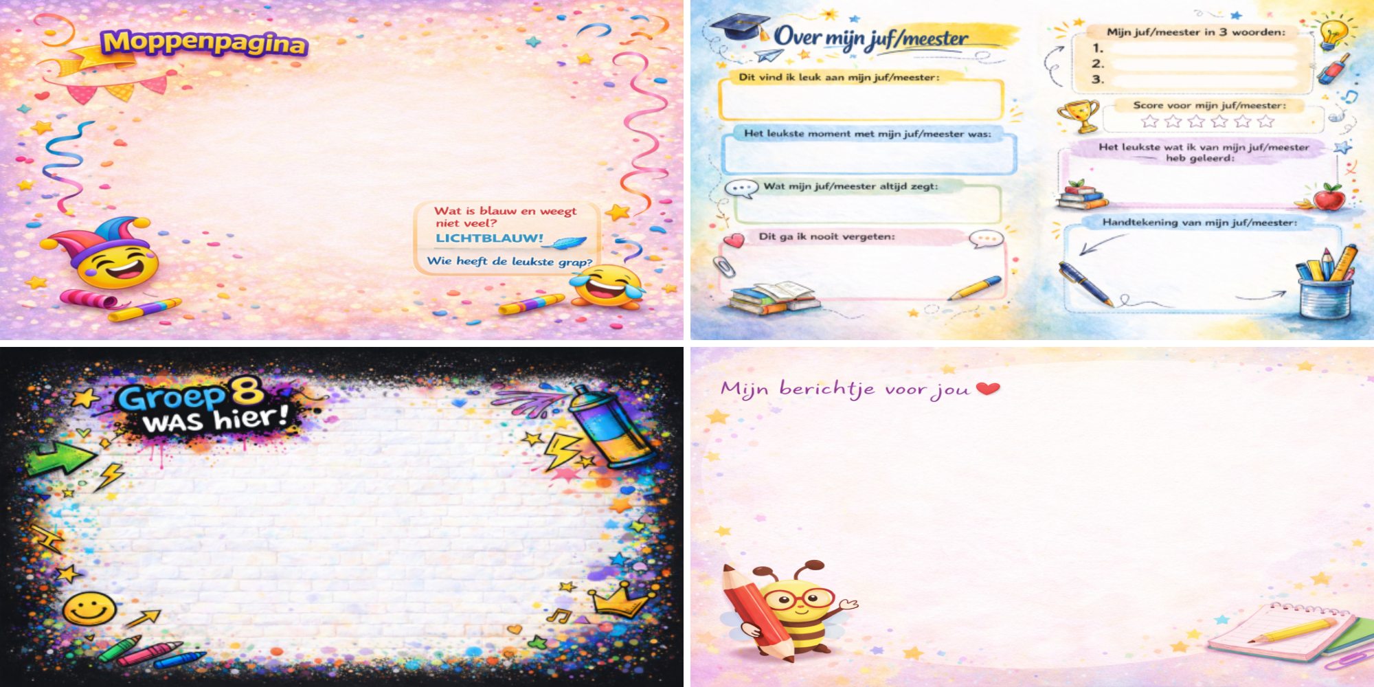 Afscheidsboekje groep 8 invulbladen vriendenboekje vriendenboeksfeerbladen en jaaroverzicht