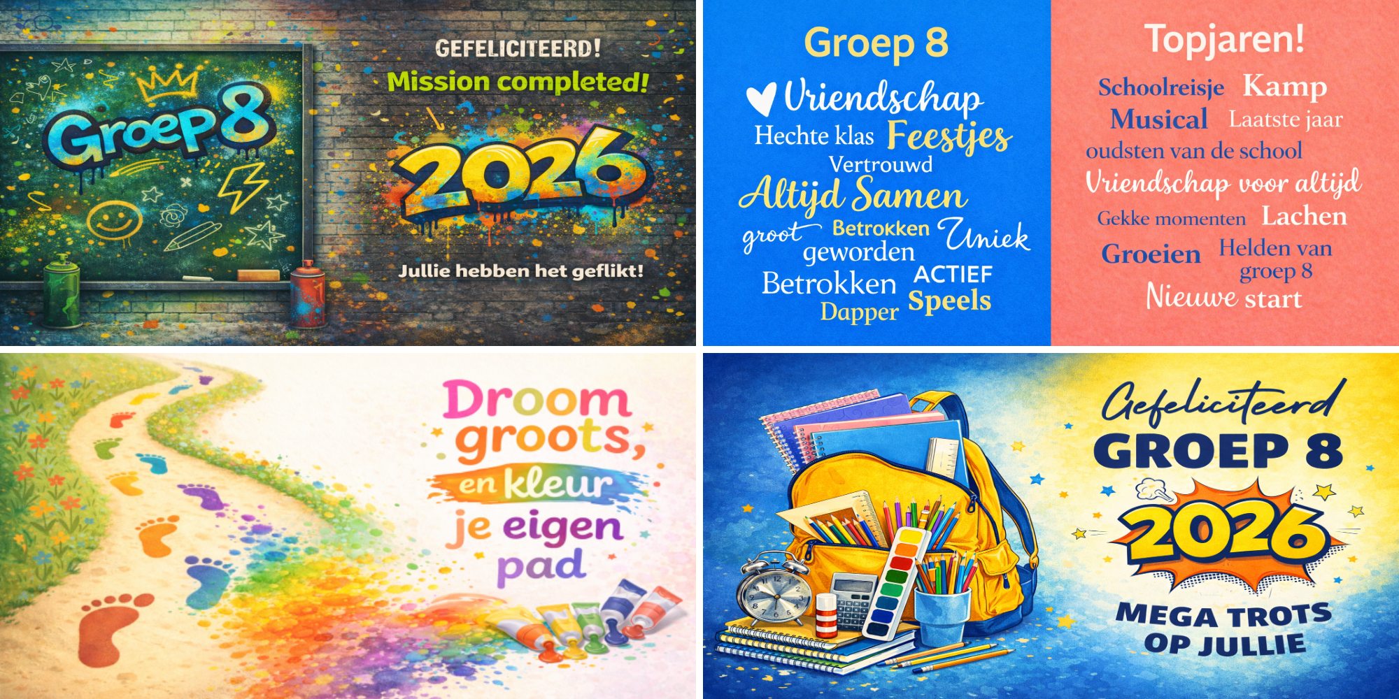 sfeerbladen en jaaroverzichten afscheidsboekje groep 8