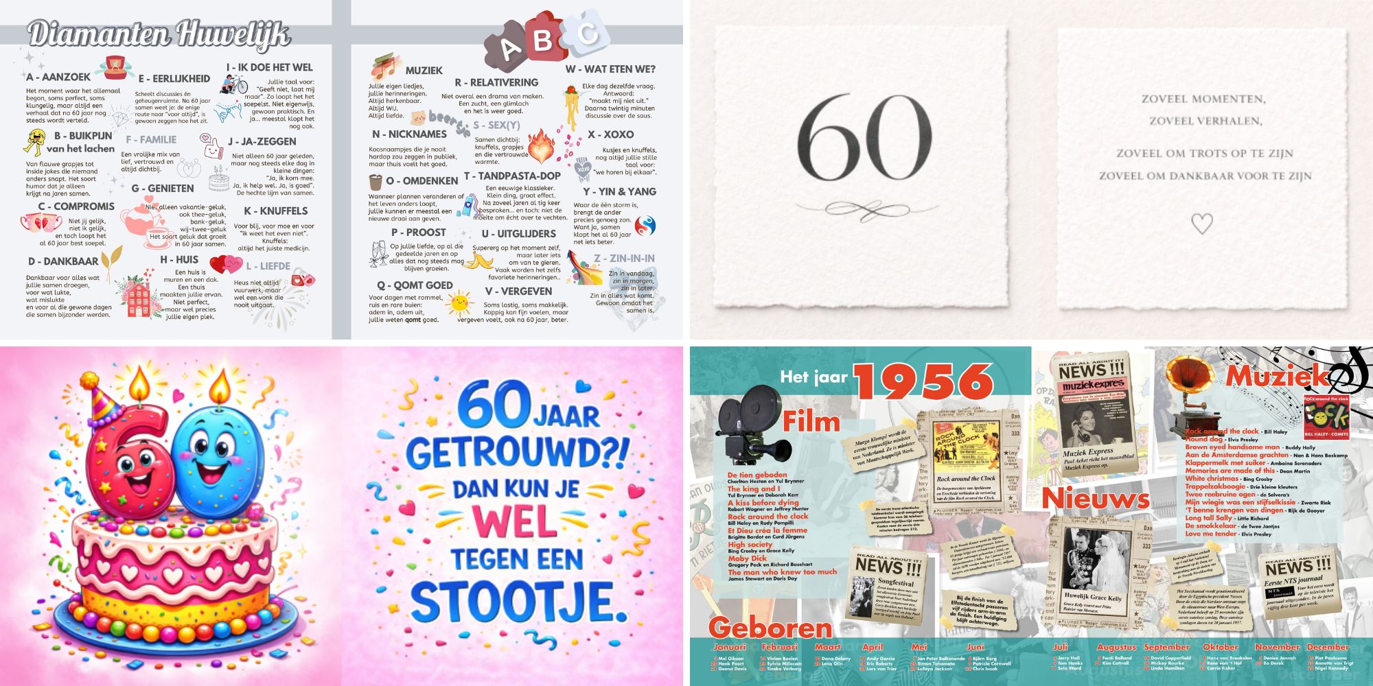 Voorbeelden Sfeerbladen Vriendenboek Vriendenboekje Cadeau Diamanten Huwelijk 60 jaar getrouwd