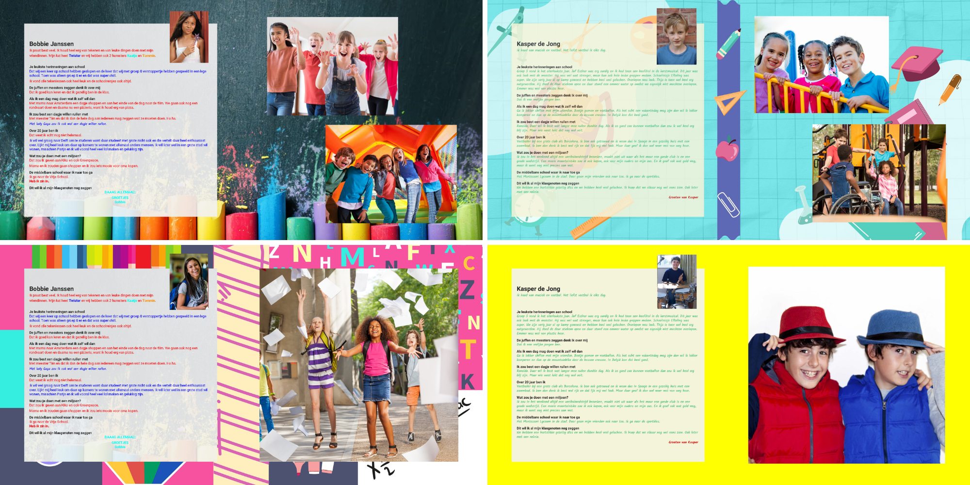 voorbeelden ingevulde afscheidsboeken groep 8 – vriendenpagina’s klas