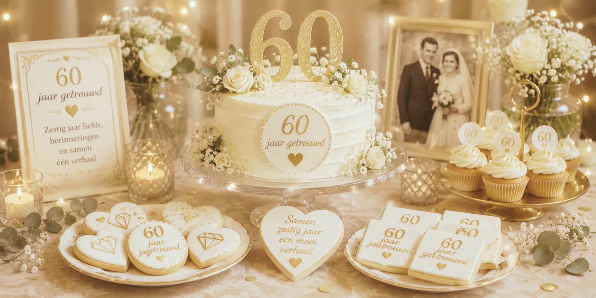 taart en koekjes voor diamanten huwelijk 60 jaar getrouwd