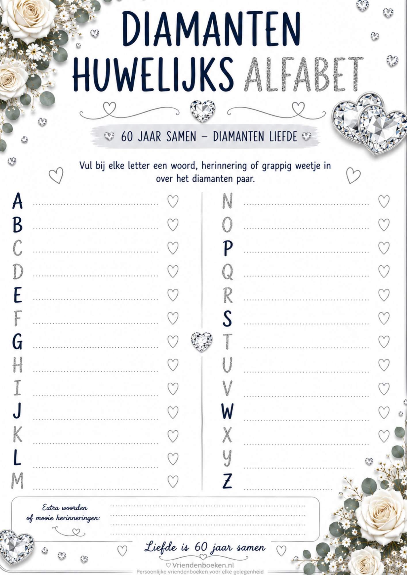 diamanten huwelijksjubileum alfabet ABC gratis download