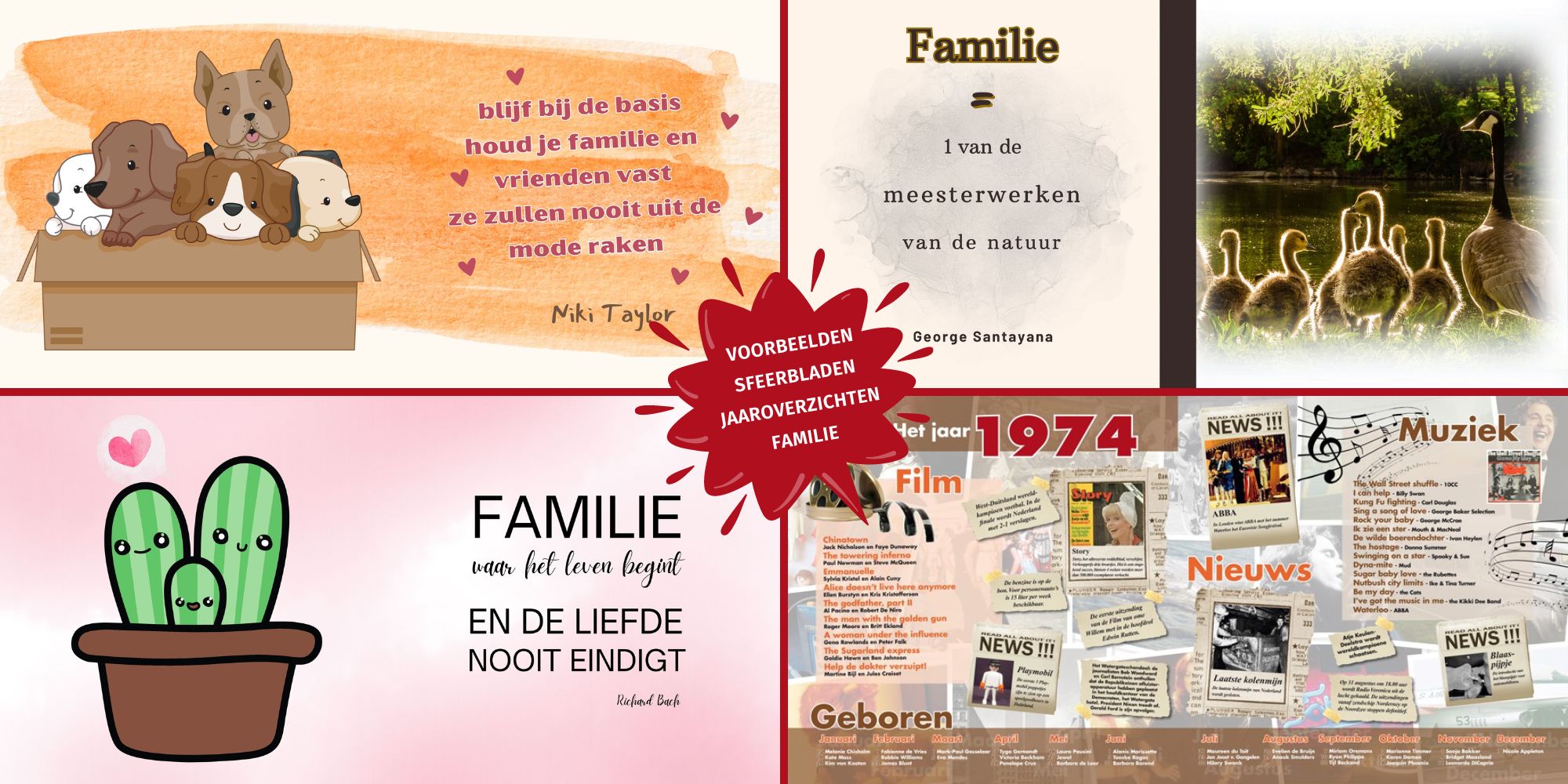 Voorbeelden sfeerbladen jaaroverzichten vriendenboek vriendenboekje familie familieboek reünie
