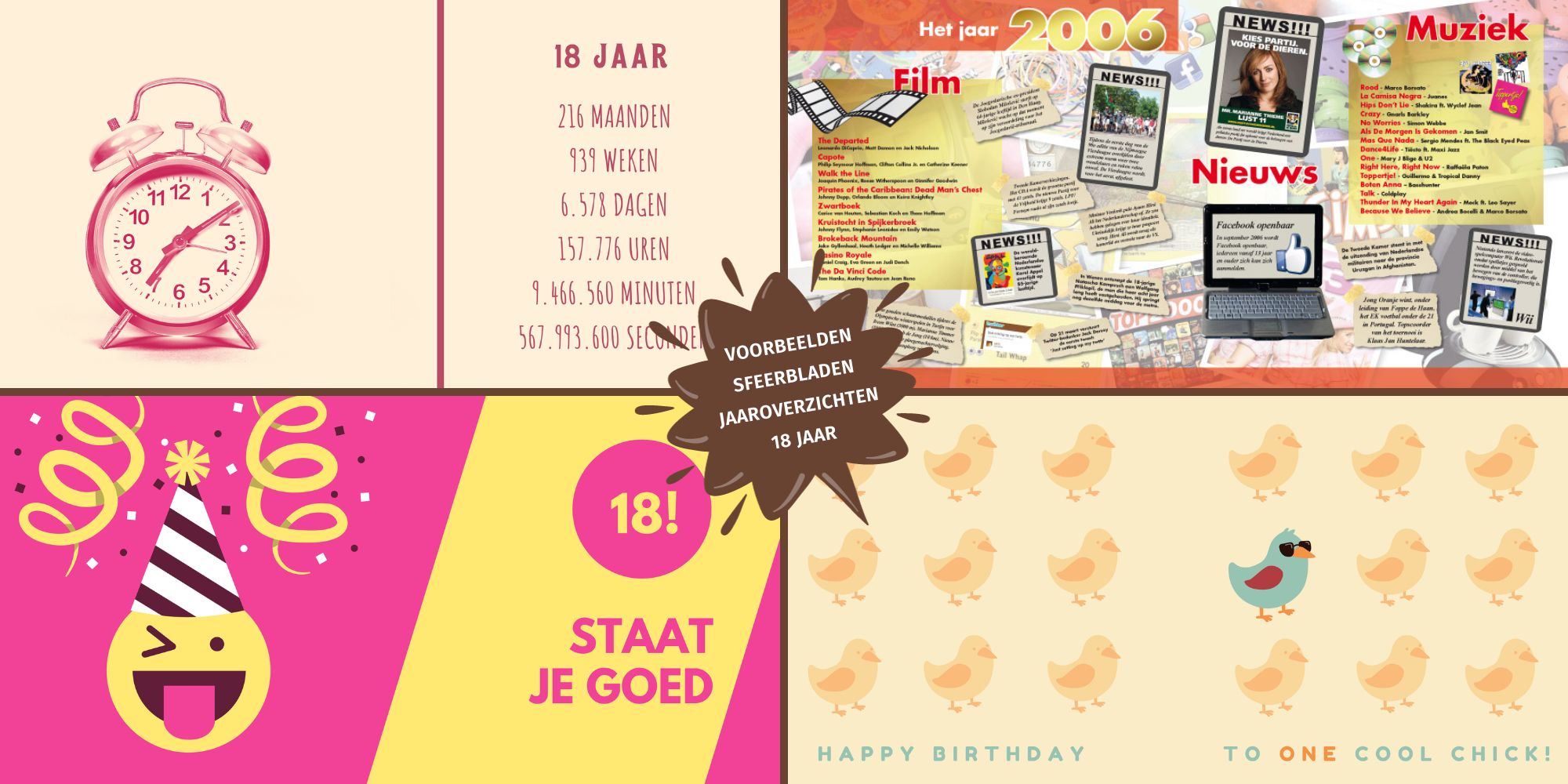 Cadeau 18 jaar verjaardag voorbeelden sfeerbladen jaaroverzichten vriendenboek vriendenboekje 1