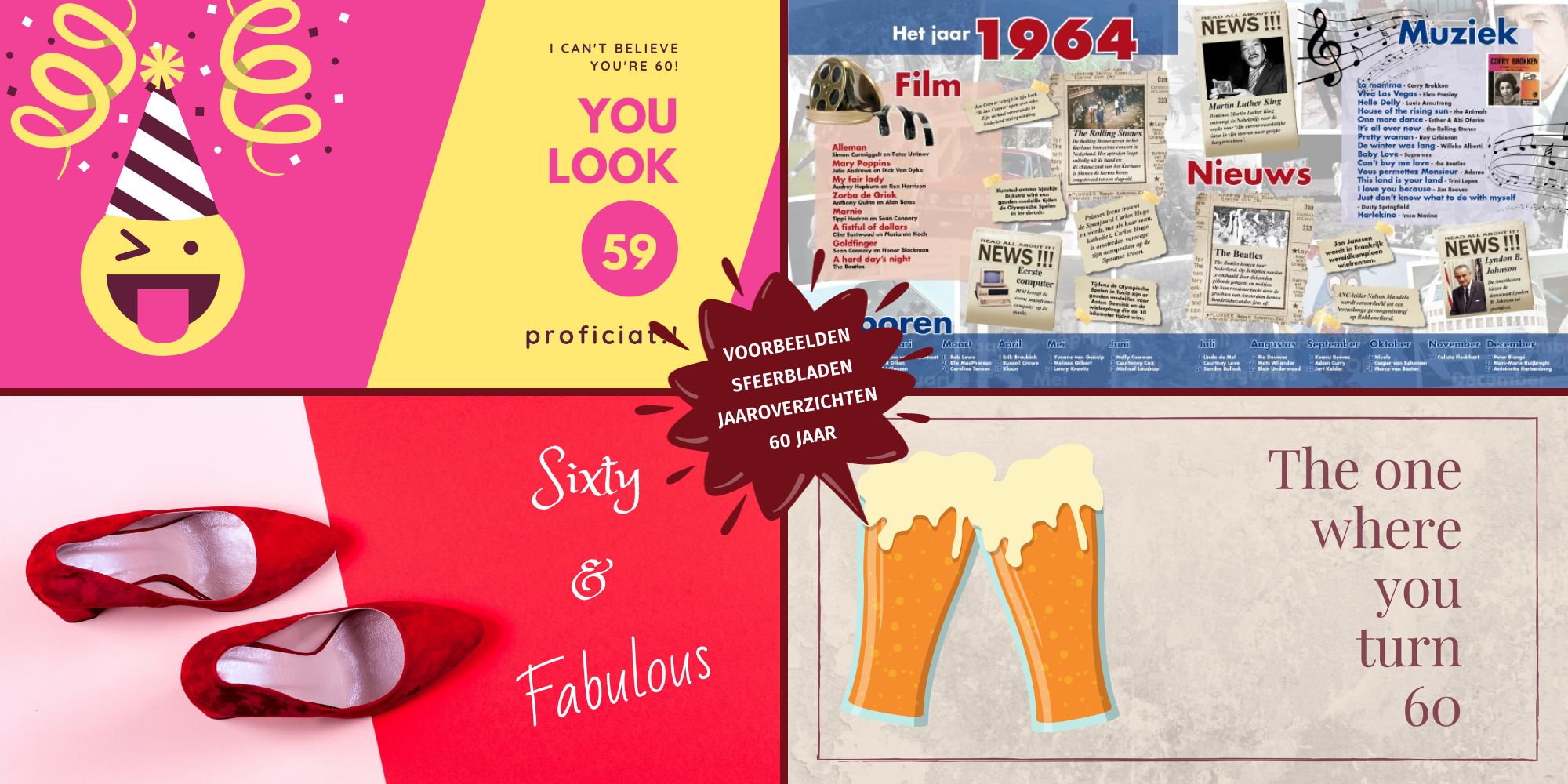 Cadeau 60 jaar verjaardag voorbeelden sfeerbladen jaaroverzichten vriendenboek vriendenboekje