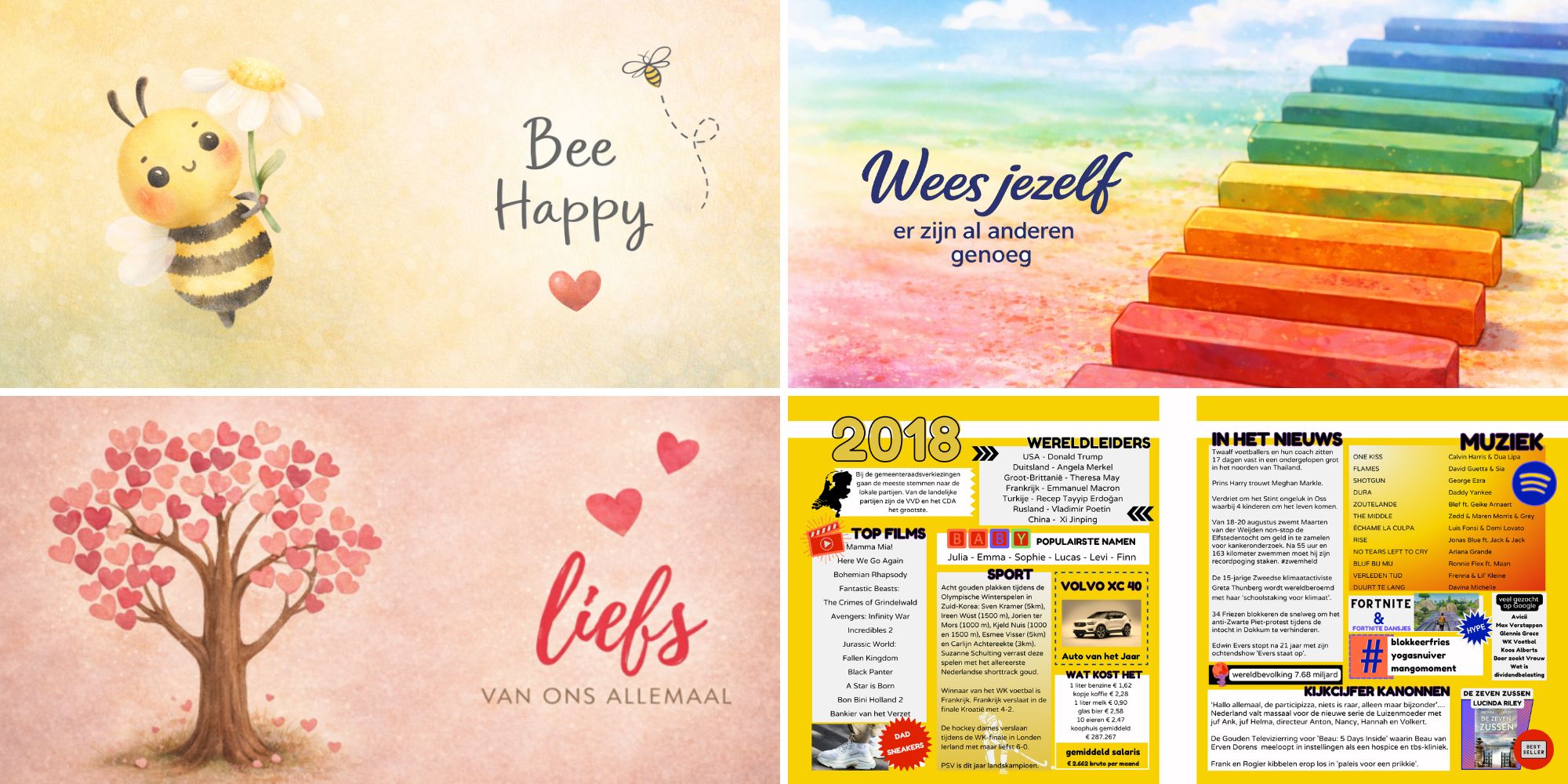 Sfeerbladen en jaaroverzicht communie cadeau vriendenboek