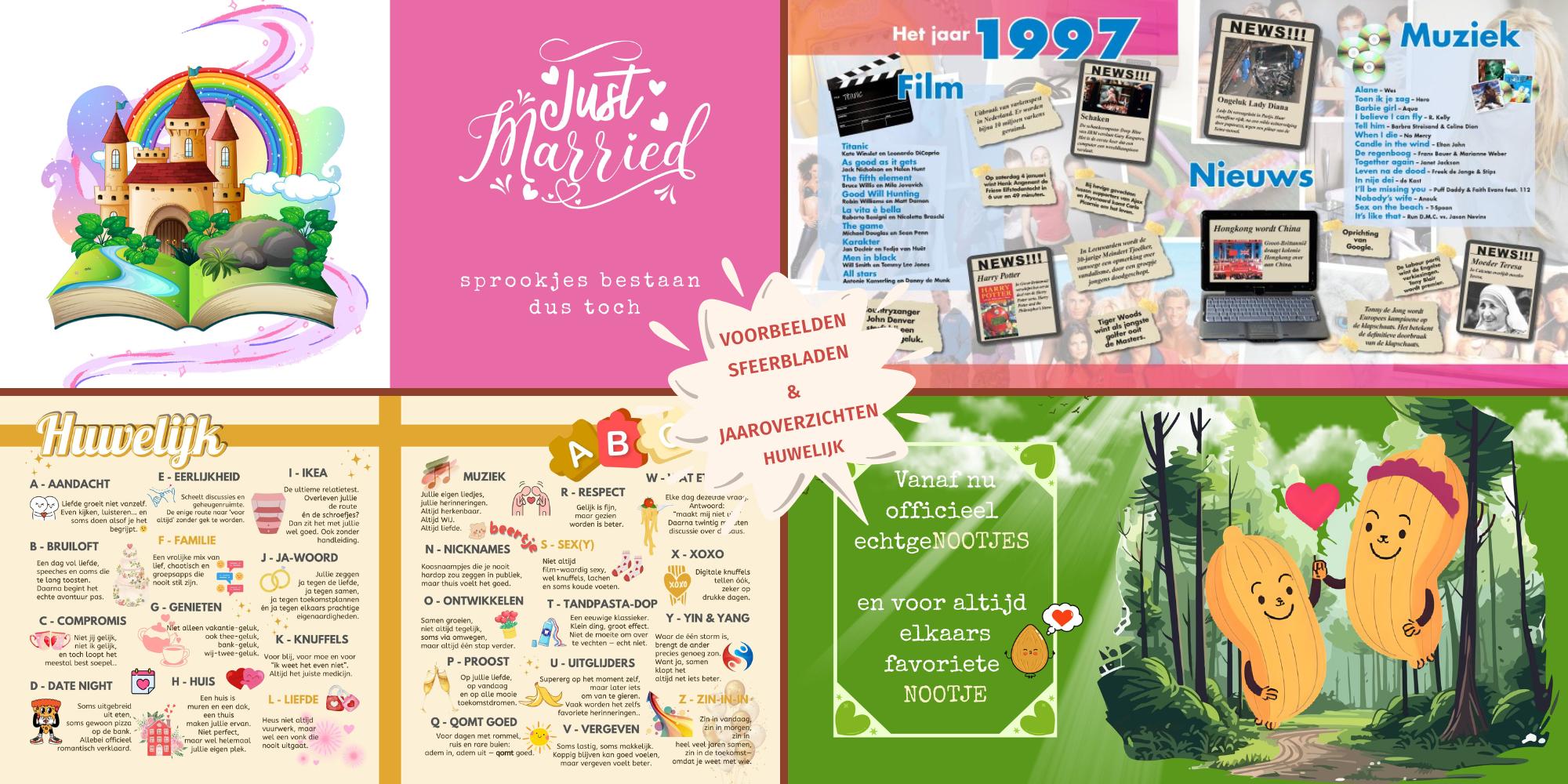 Voorbeelden Sfeerbladen jaaroverzicht Vriendenboek Cadeau Huwelijk