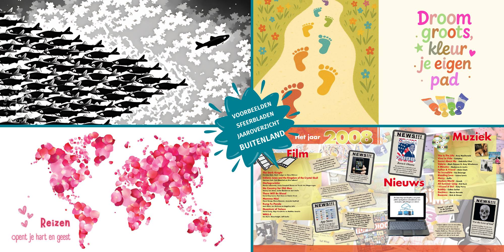 sfeerbladen jaaroverzichten vriendenboek studie buitenland au pair