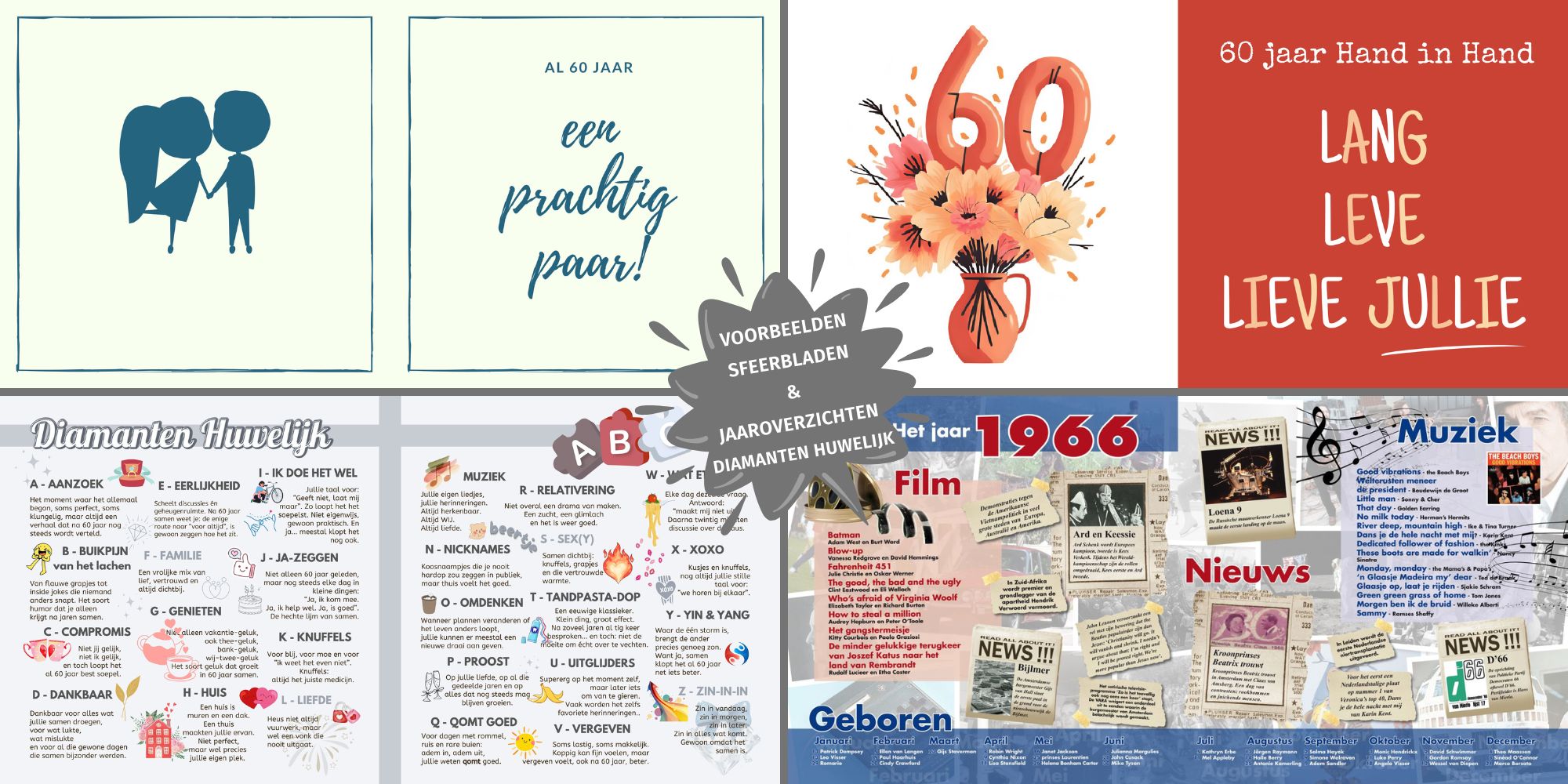 Voorbeelden Sfeerbladen Vriendenboek Vriendenboekje Cadeau Diamanten Huwelijk 60 jaar getrouwd