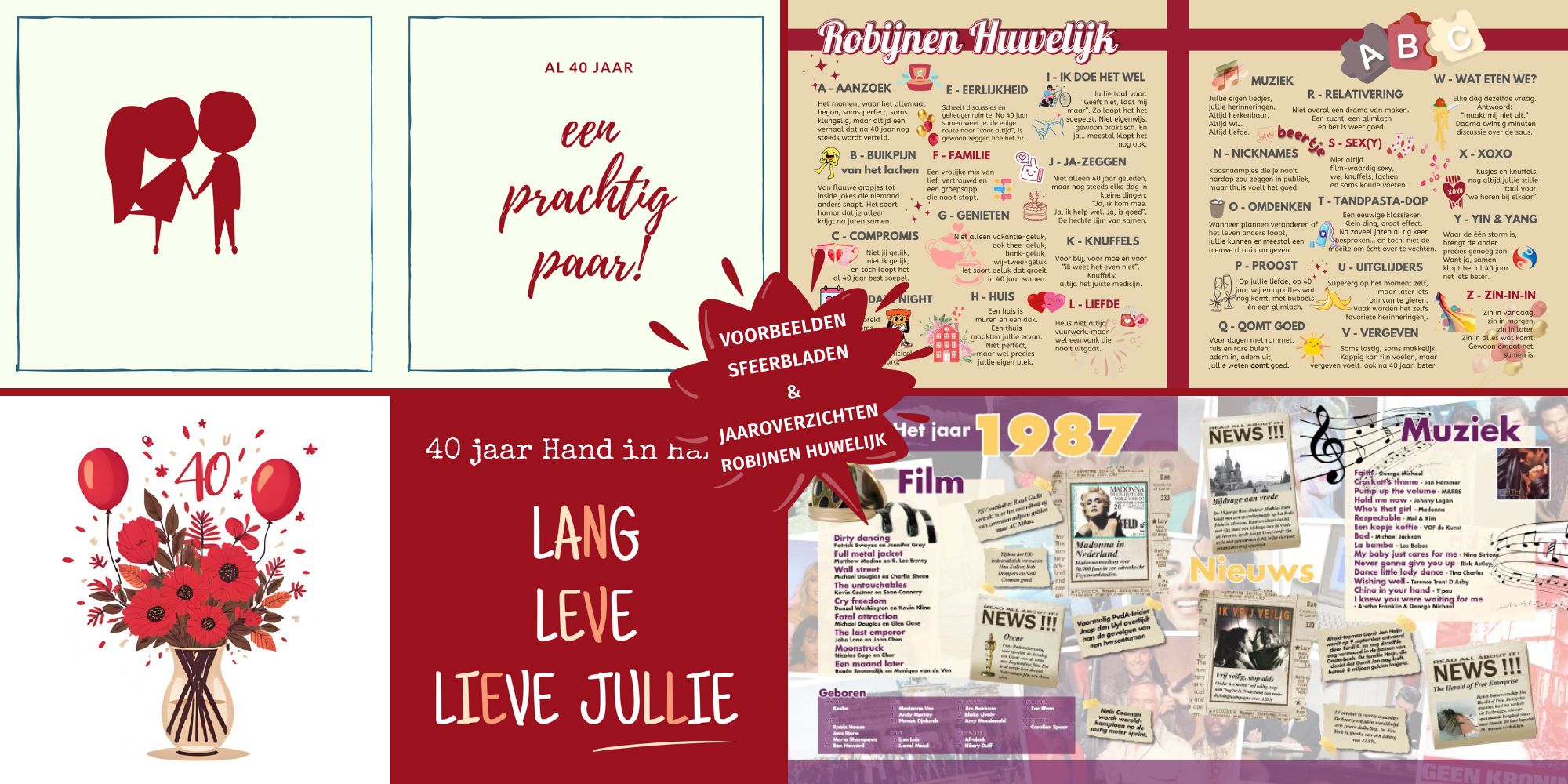 Voorbeelden Sfeerbladen Vriendenboek Vriendenboekje Cadeau Robijnen Huwelijk 40 jaar getrouwd