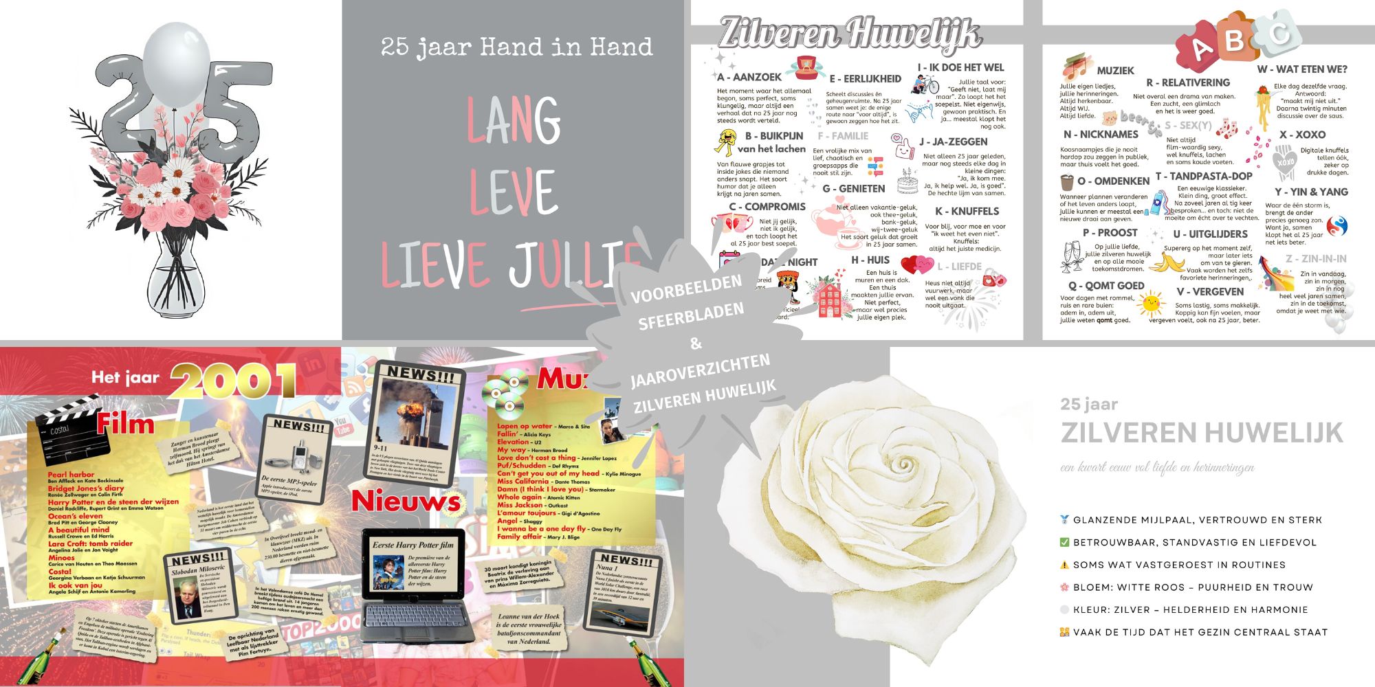 Voorbeelden Sfeerbladen Vriendenboek Cadeau Zilveren Huwelijk 25 jaar getrouwd
