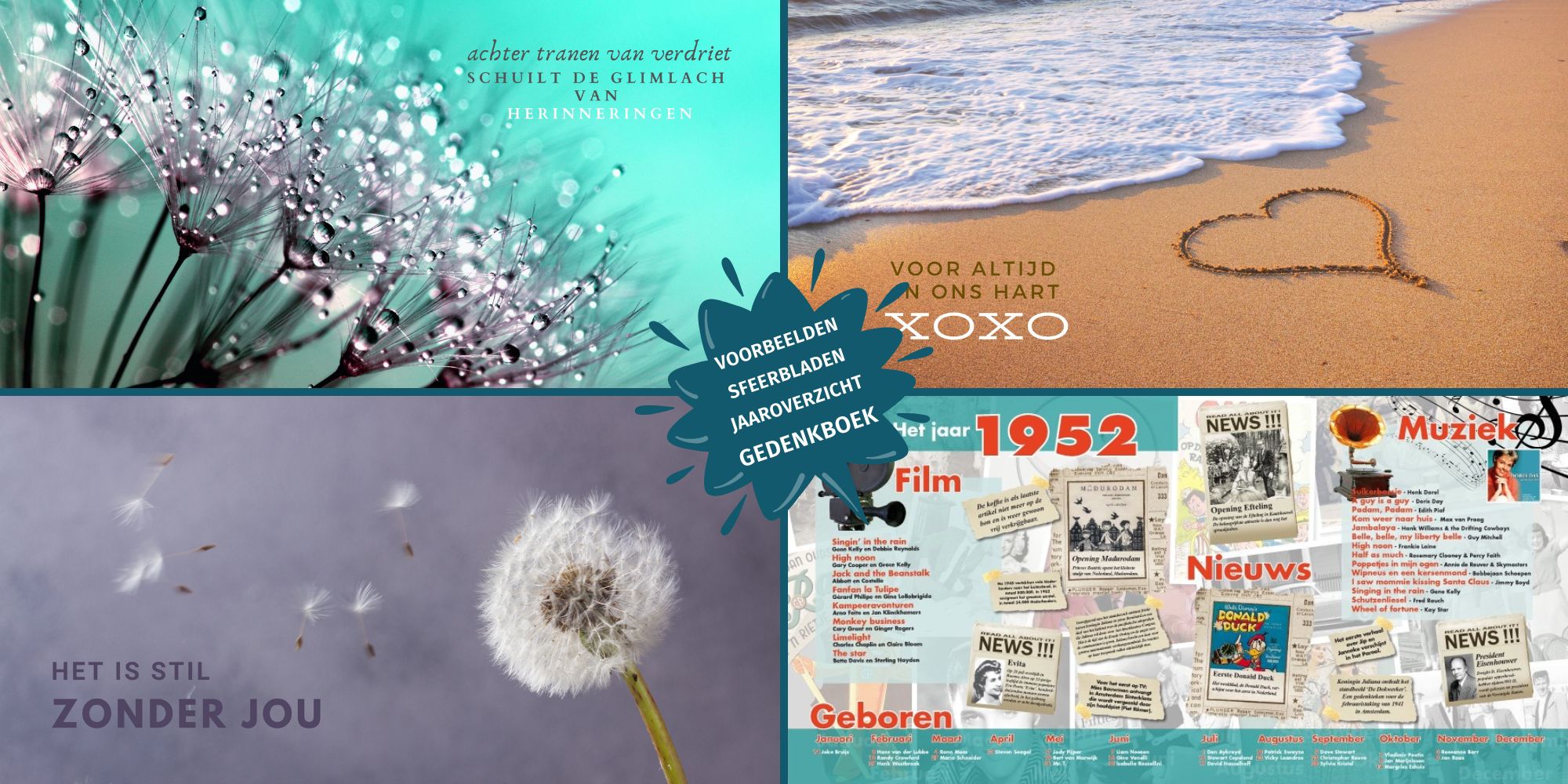 Sfeerbladen en jaaroverzichten gedenkboek collega