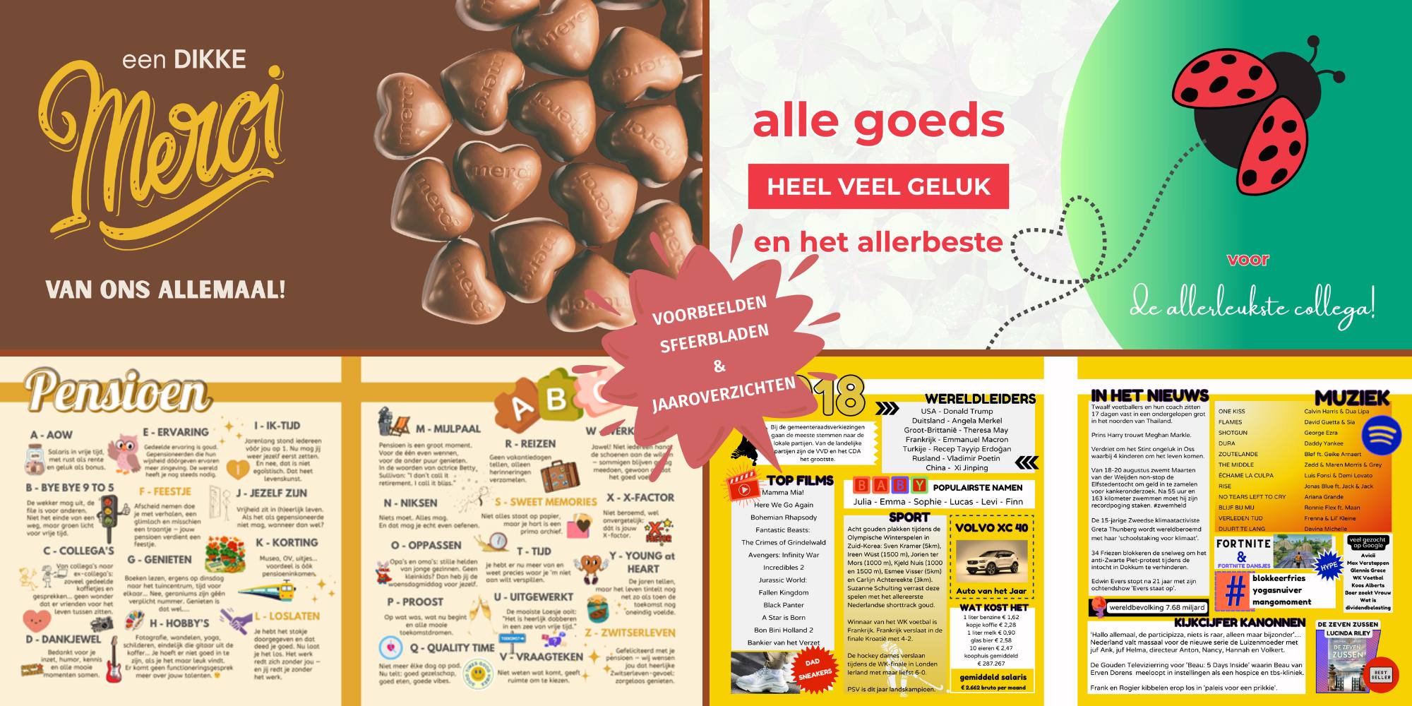 pensioen voorbeelden sfeerbladen jaaroverzicht vriendenboek vriendenboekje