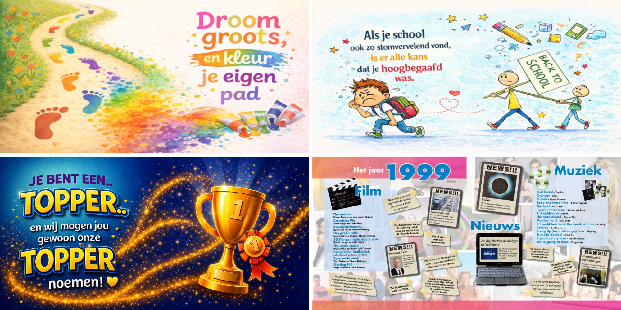 Sfeerbladen en jaaroverzicht vriendenboek promotie cadeau promovendus