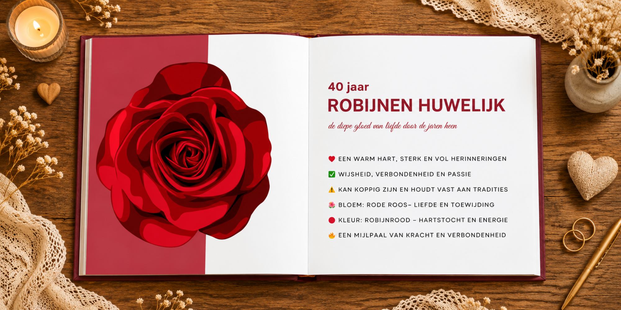 sfeerblad robijnen huwelijk kleur vriendenboek