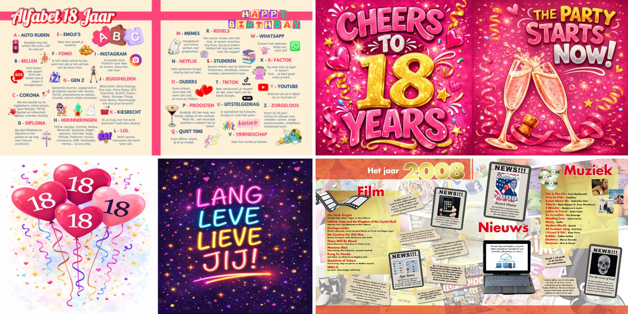 Cadeau 18 jaar verjaardag voorbeelden sfeerbladen jaaroverzichten vriendenboek vriendenboekje 1