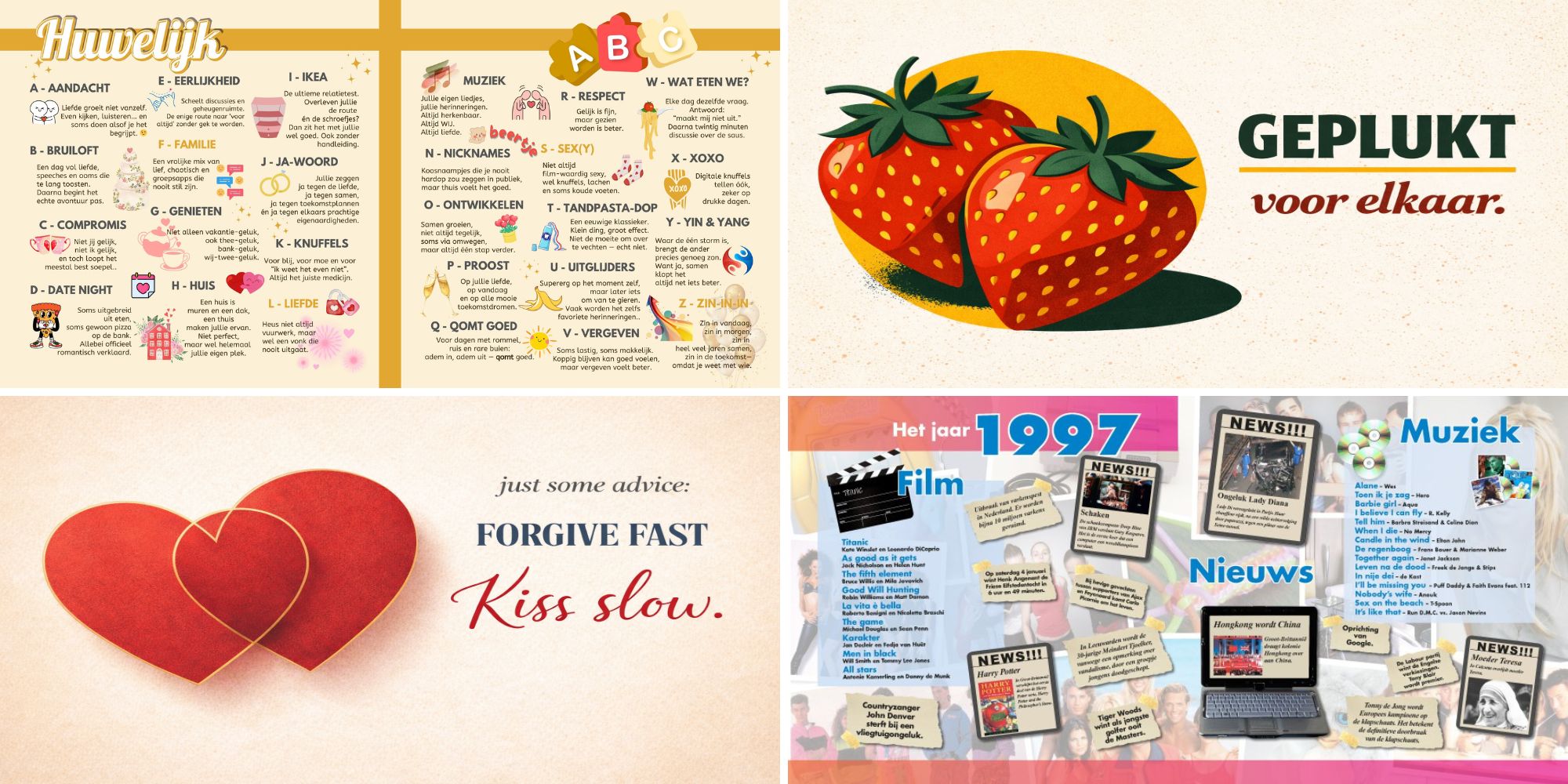 Voorbeelden Sfeerbladen jaaroverzicht Vriendenboek Cadeau Huwelijk