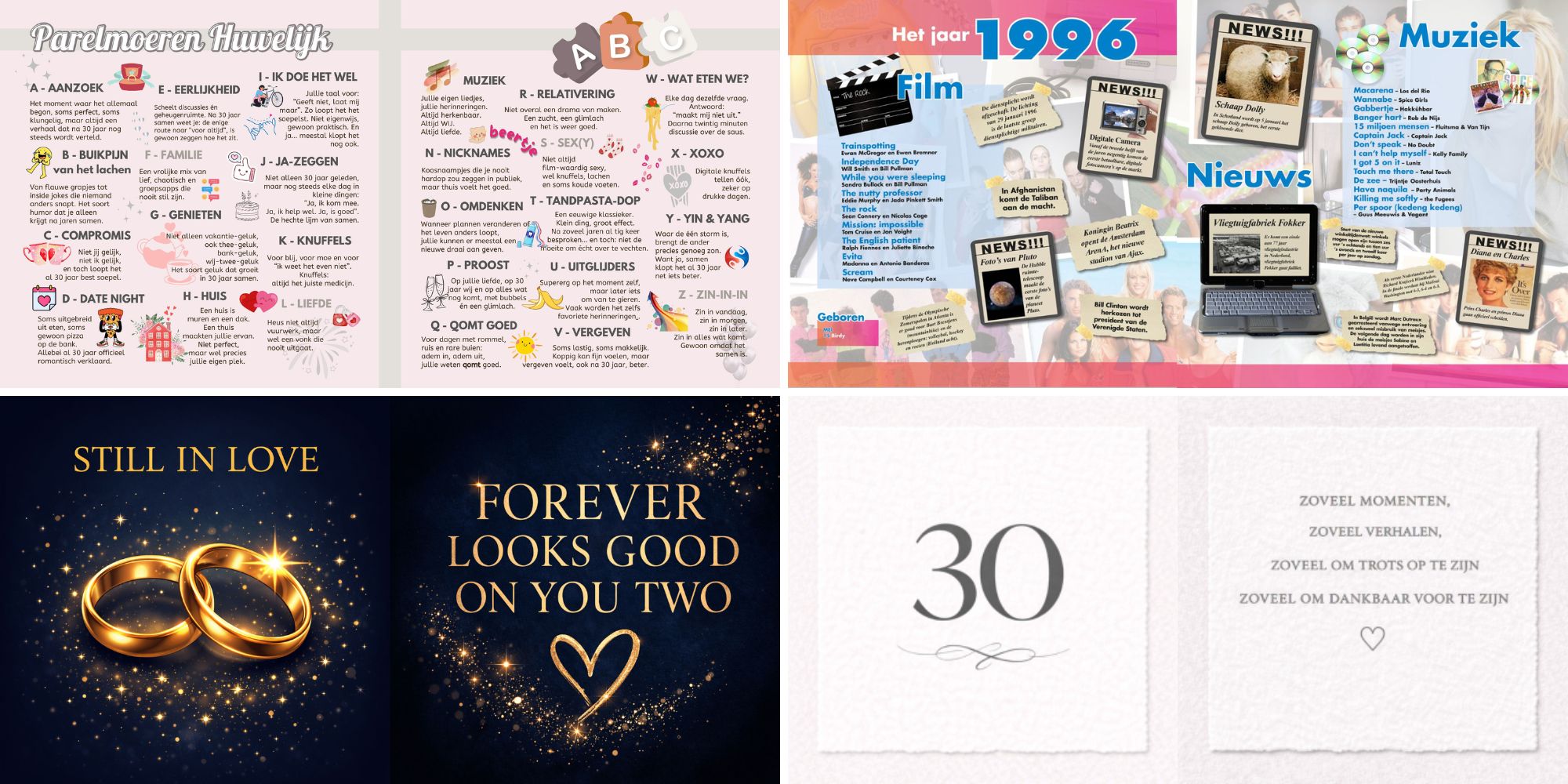 Voorbeelden Sfeerbladen Jaaoverzicht Vriendenboek Cadeau Parelmoeren Huwelijk 30 jaar getrouwd