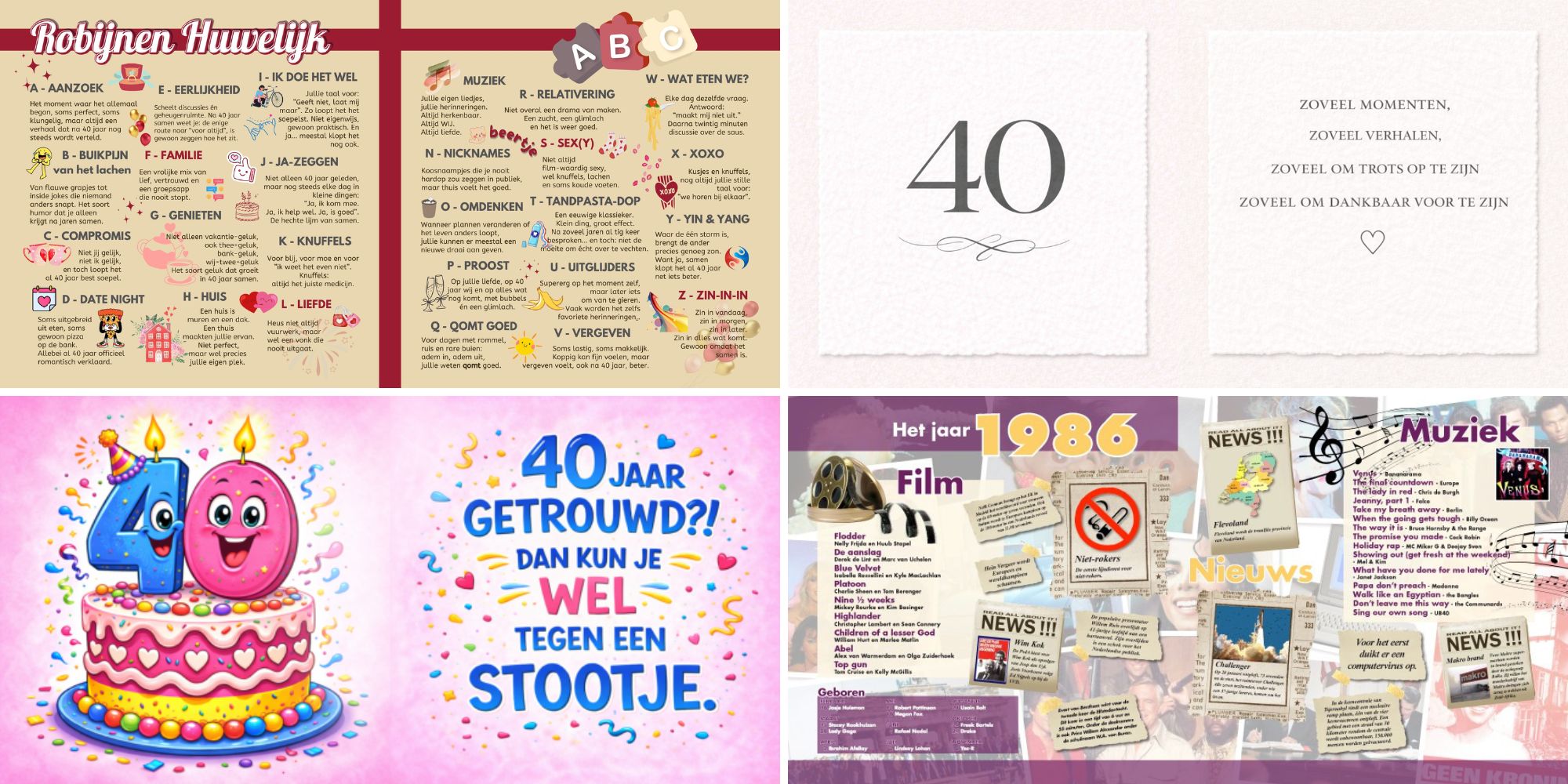 Voorbeelden Sfeerbladen Vriendenboek Vriendenboekje Cadeau Robijnen Huwelijk 40 jaar getrouwd