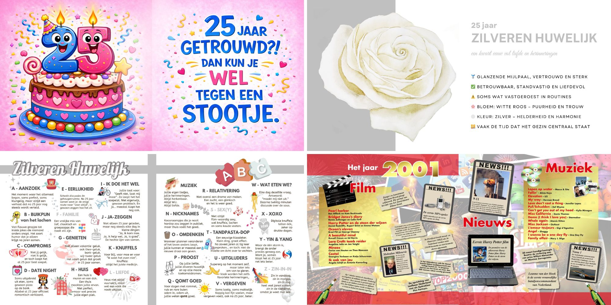 Voorbeelden Sfeerbladen Vriendenboek Cadeau Zilveren Huwelijk 25 jaar getrouwd