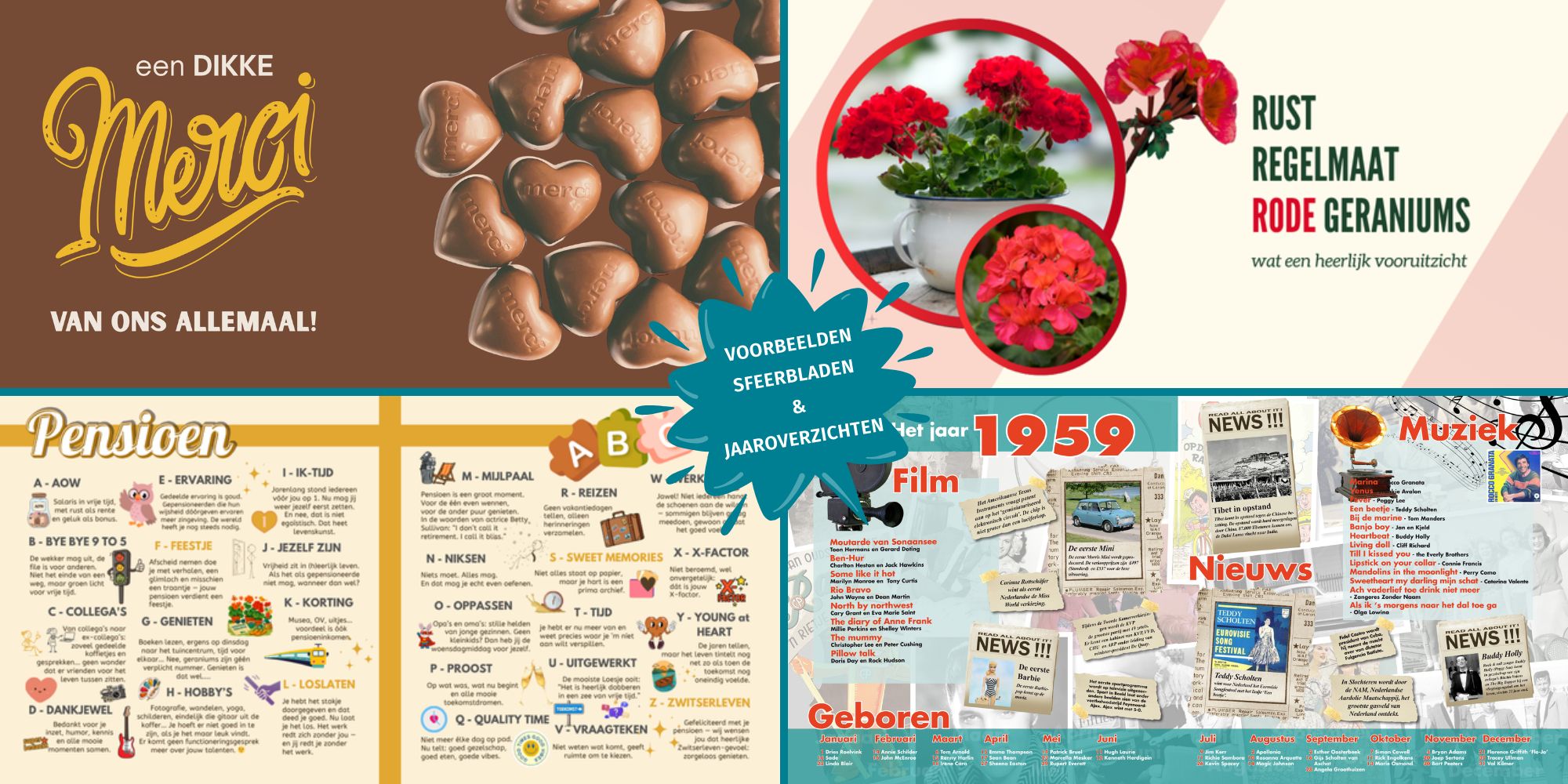 voorbeelden sfeerbladen jaaroverzicht pensioen vriendenboek