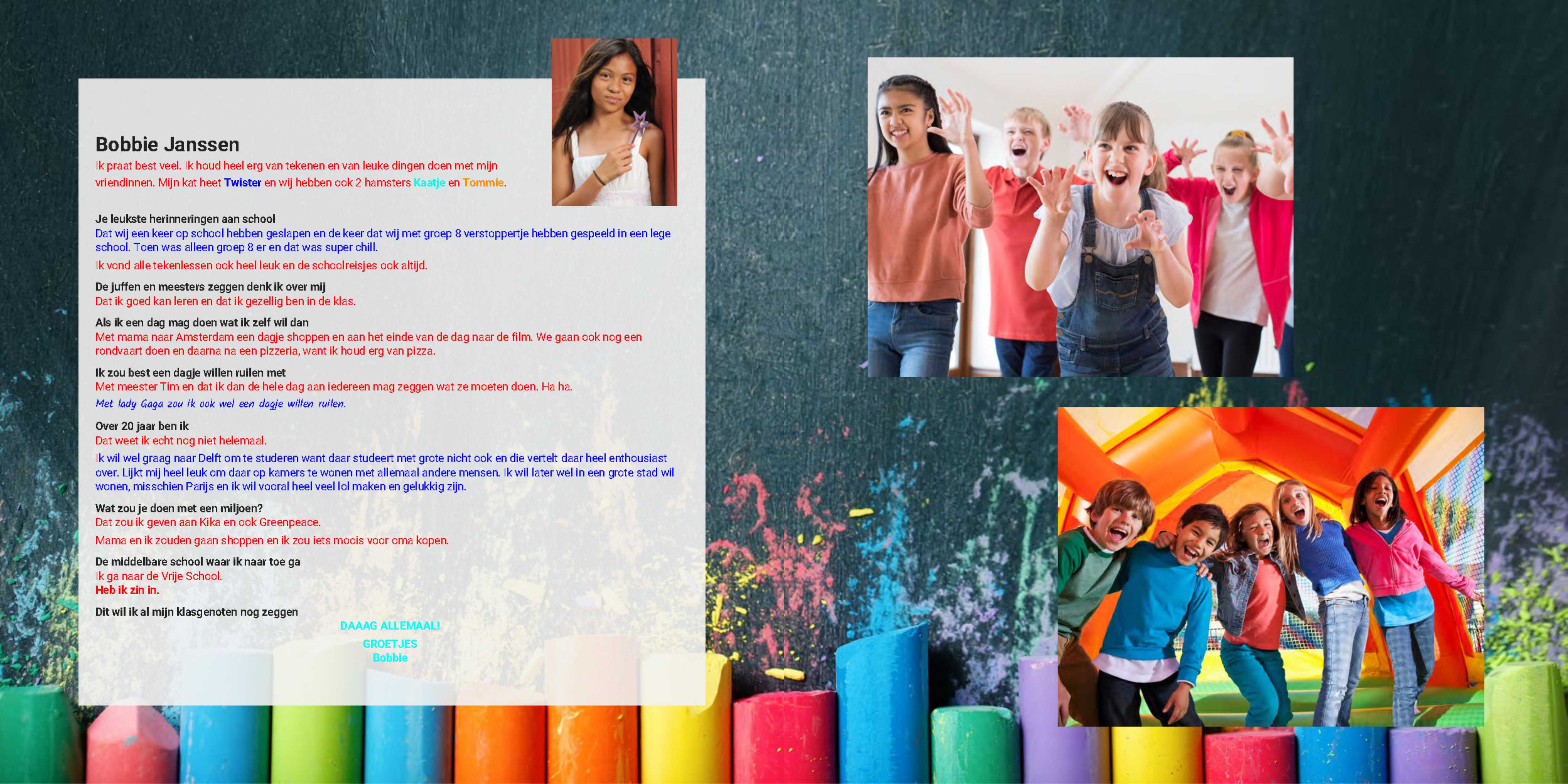 groep 8 afscheidsboek voorbeeld vriendenboekje vriendenpagina krijt