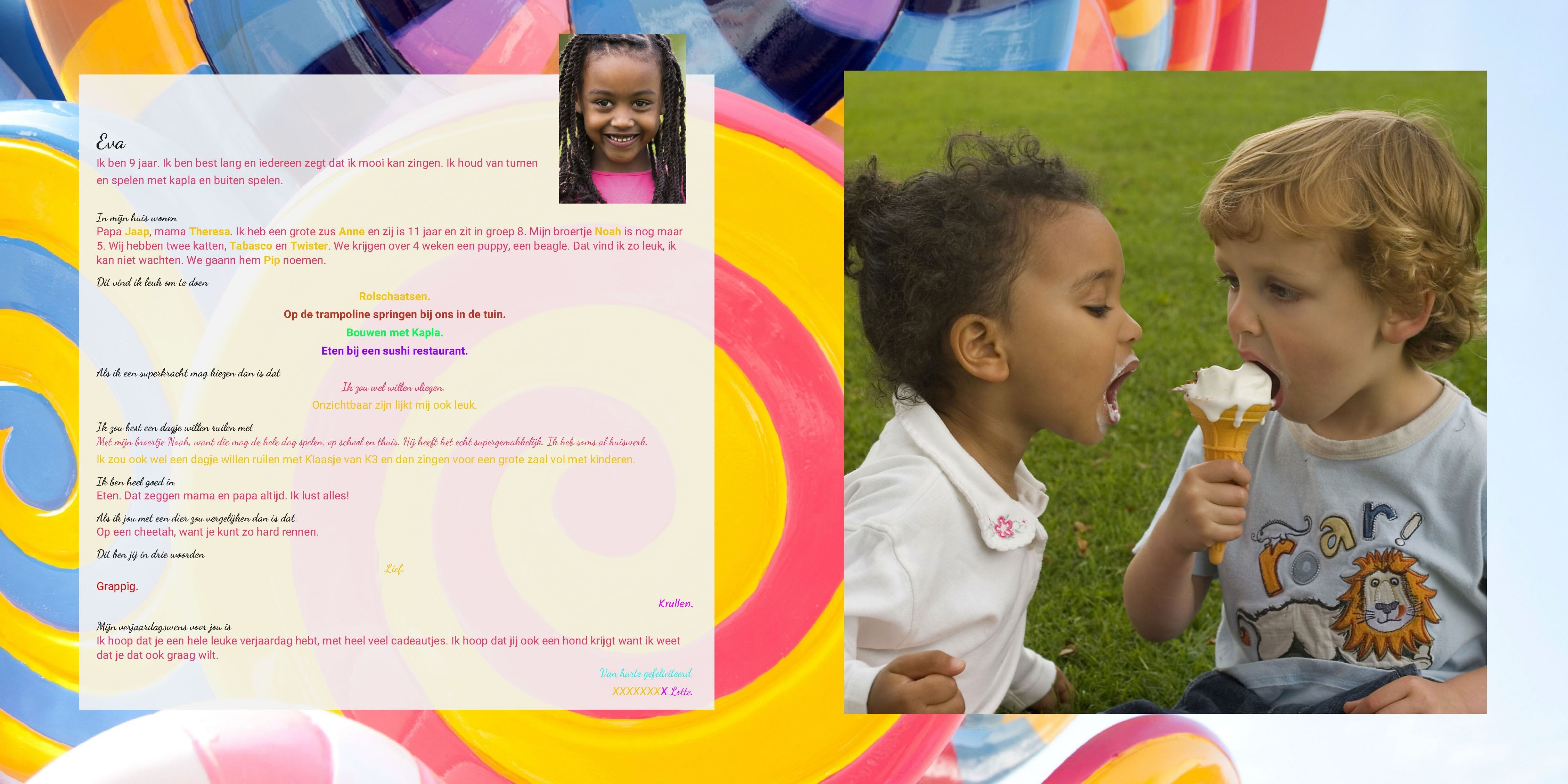 vriendenboekje jongen meisje kind kleurrijk vragen lollypops
