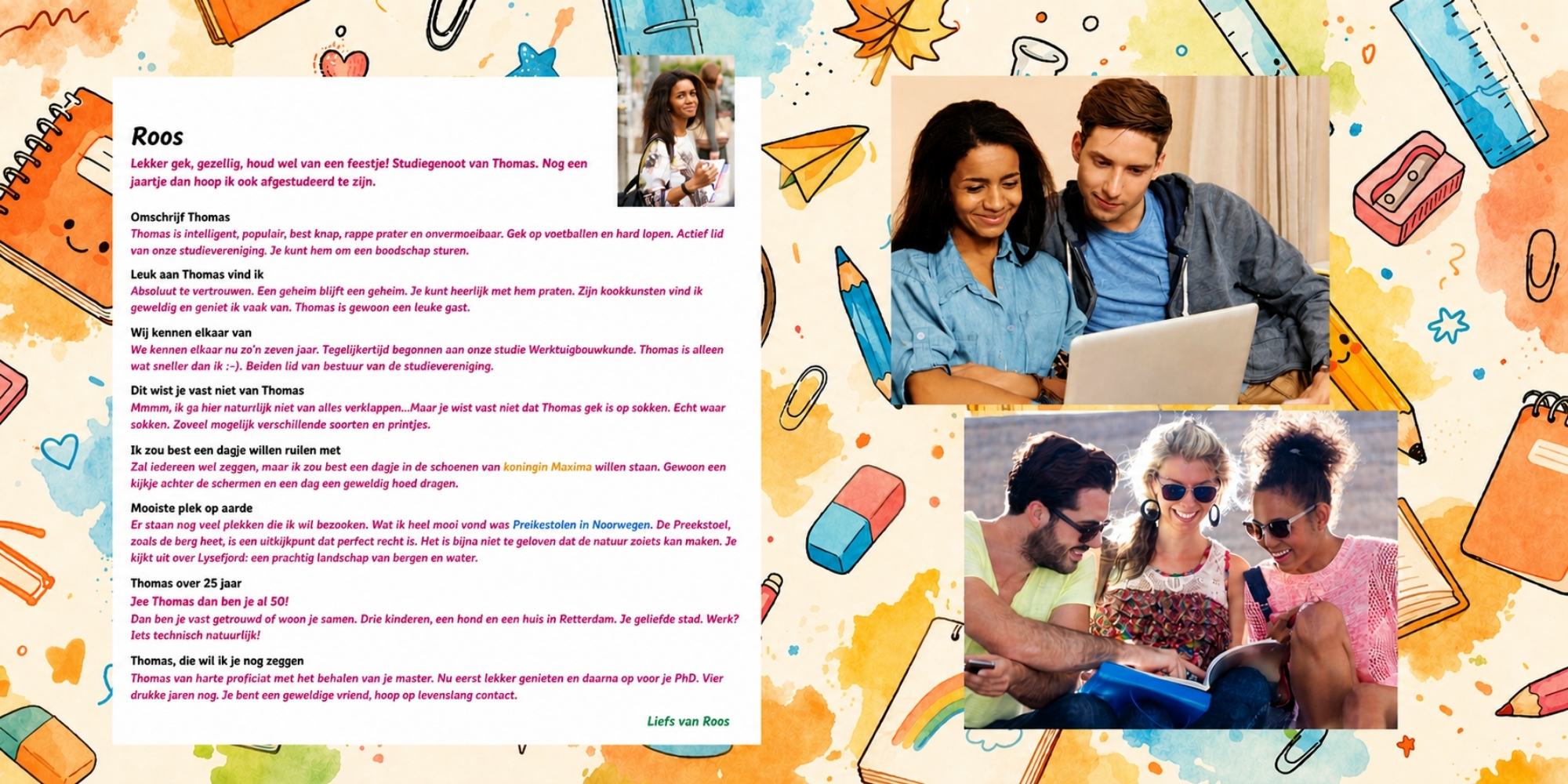 PhD Dr promotie cadeau vriendenpagina vriendenboekje promovendus