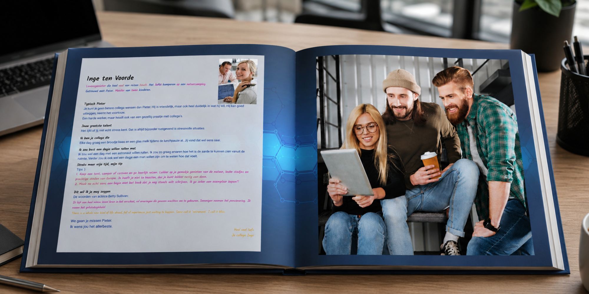 afscheid collega pensioen vriendenboek voorbeeld