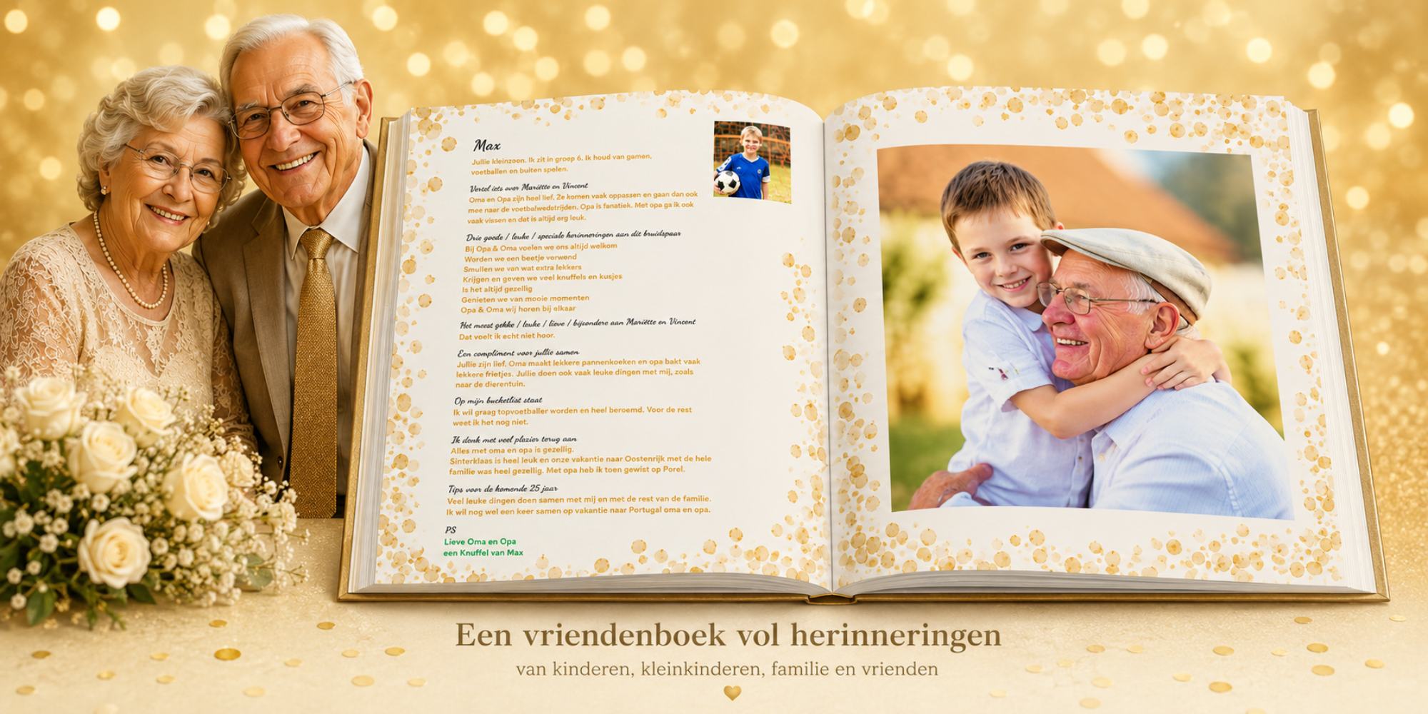 gouden huwelijk 50 jaar getrouwd gezamenlijk cadeau vriendenboek