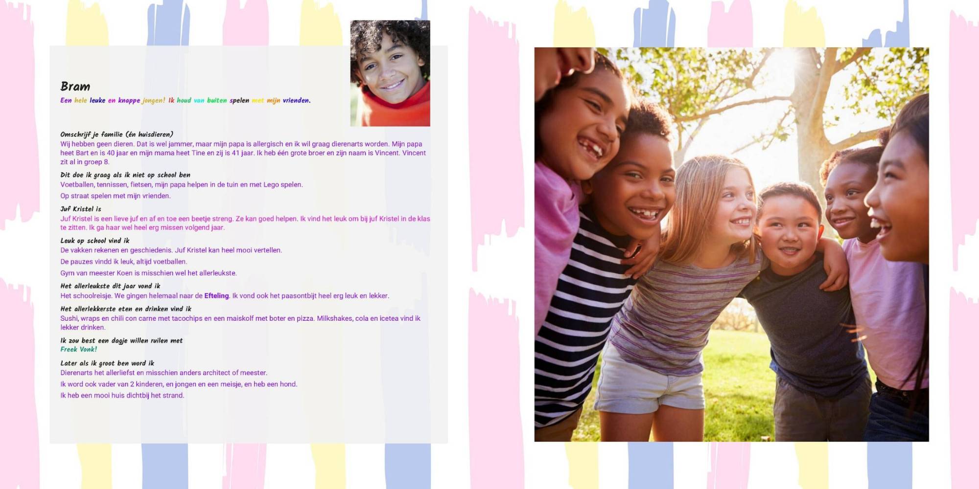 voorbeeld ingevulde vriendenpagina jaarboek basisschool