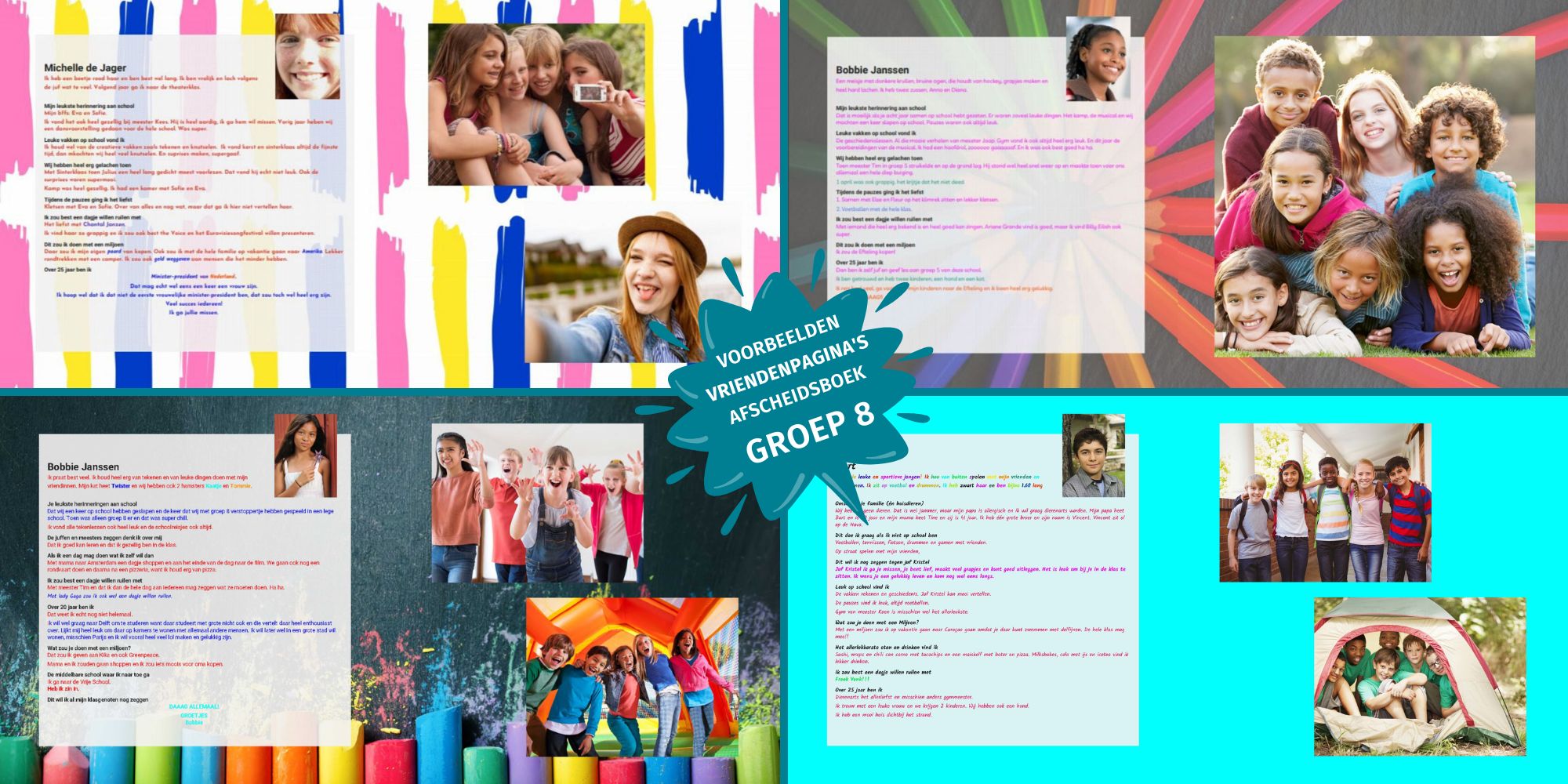 voorbeelden ingevulde afscheidsboeken groep 8 – kinderen klas