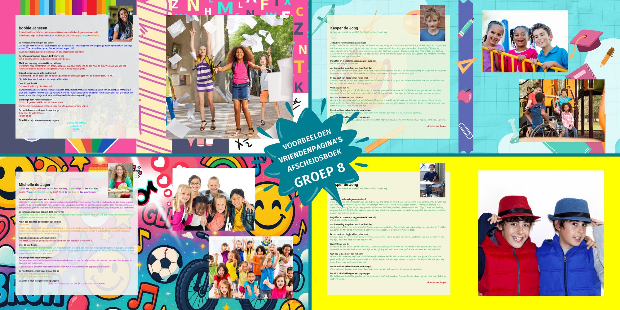 voorbeelden ingevulde afscheidsboeken groep 8 vriendenpaginas kinderen 1