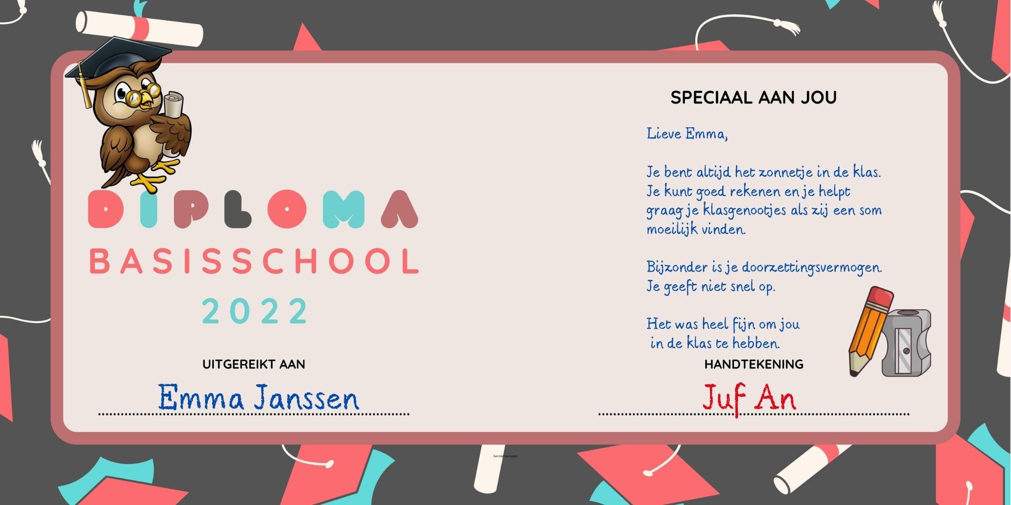 11 diploma basisschool afscheidsboek