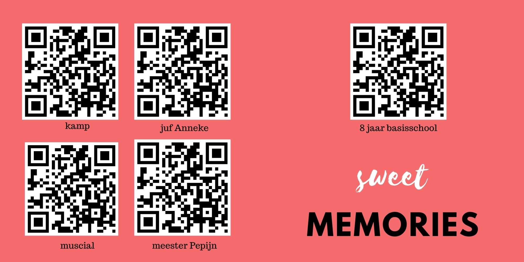 4 qr codes in afscheidsboek