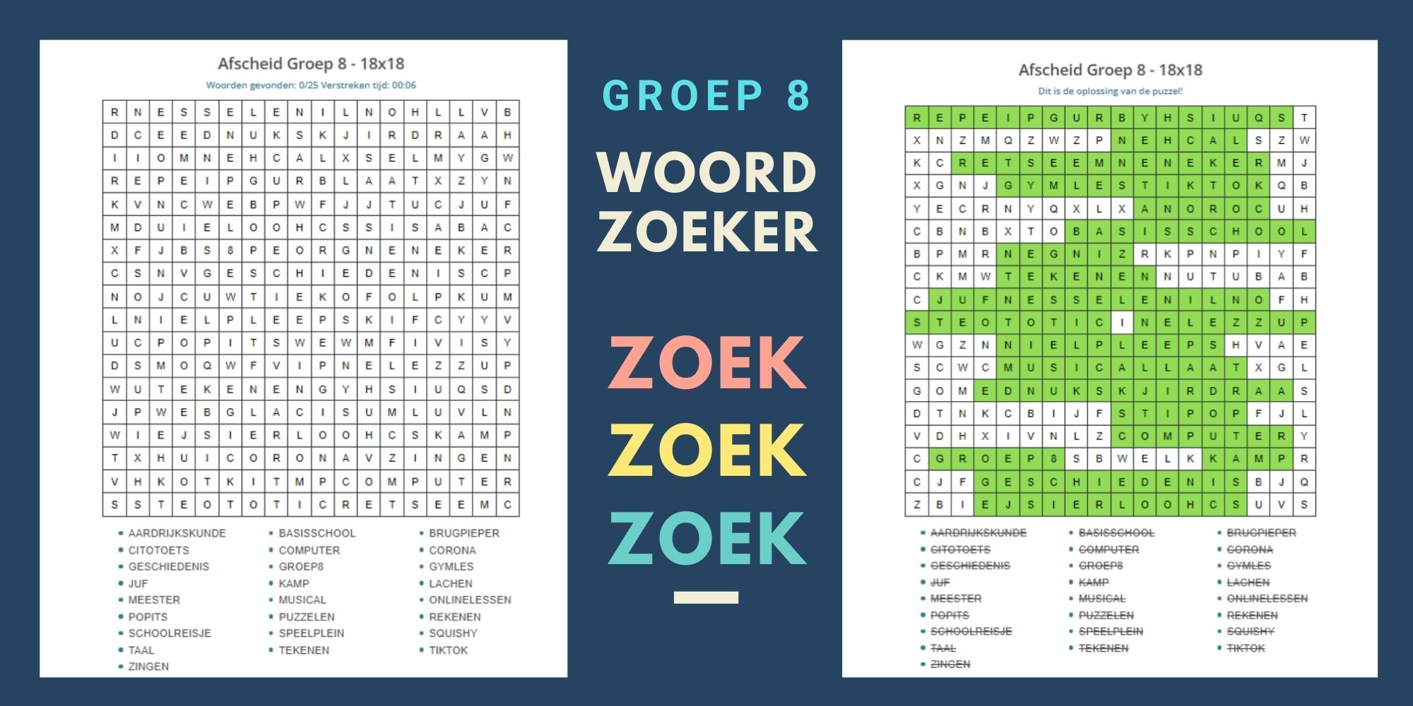 7 woordzoeker in afscheidsboek