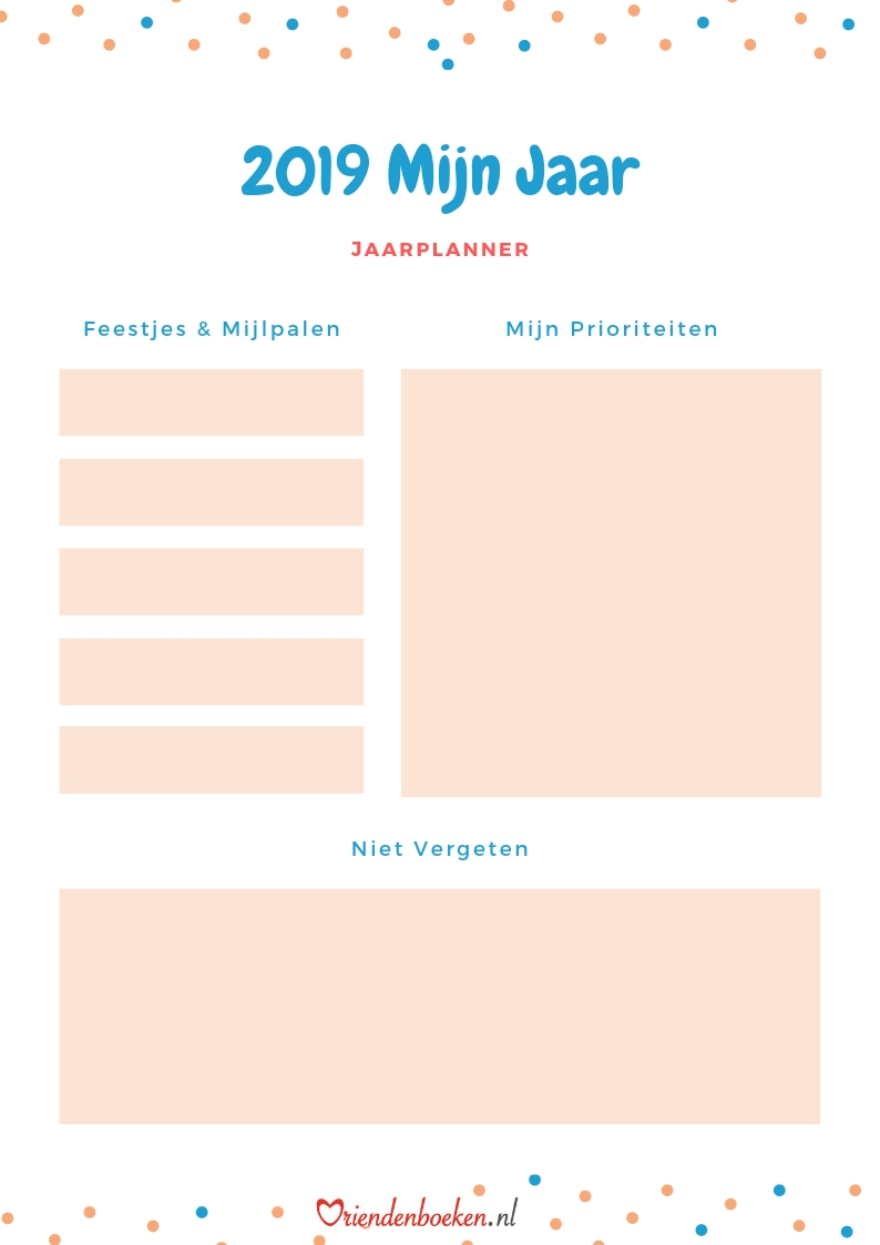 Jaarplanner 2019 BucketList Mijlpalen