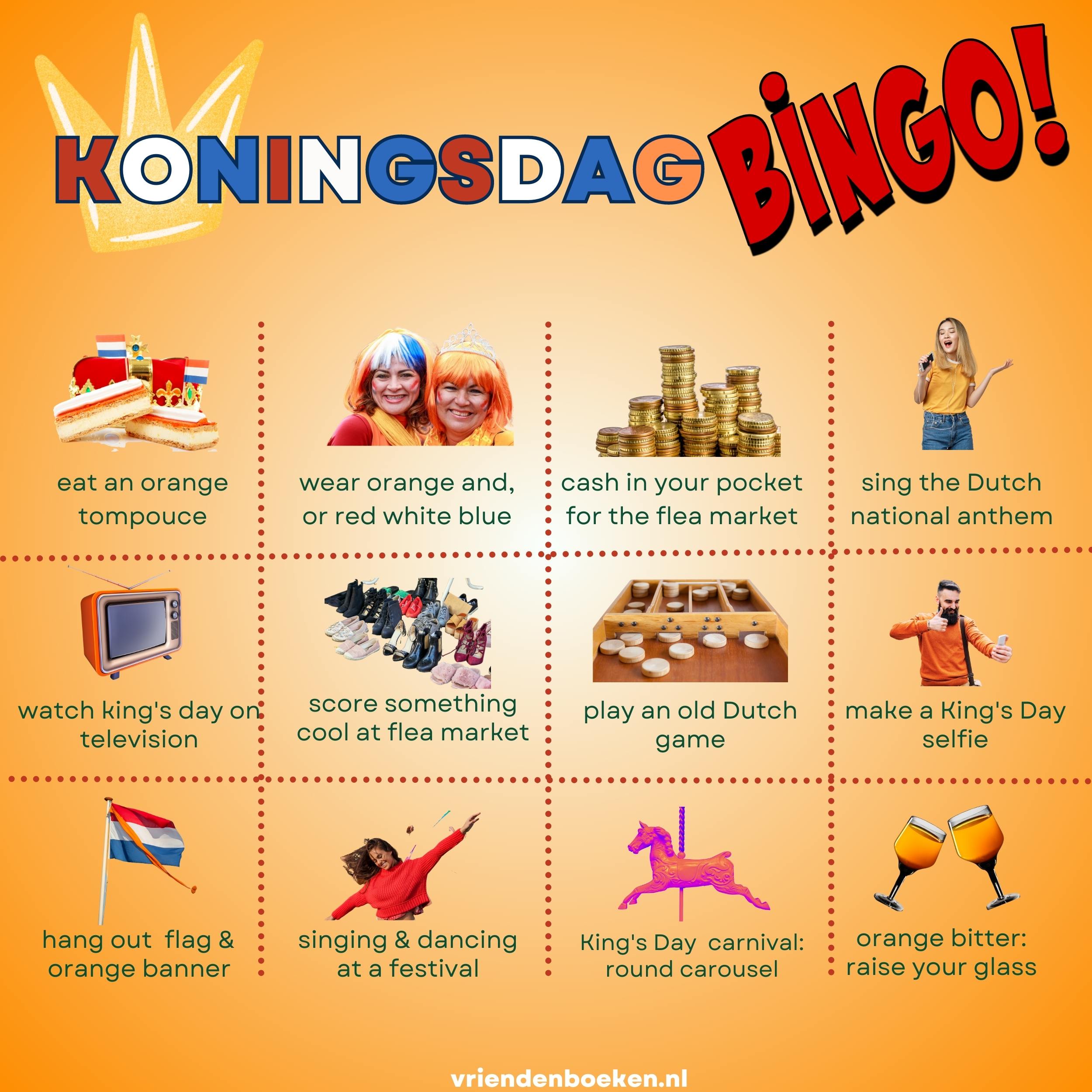 kings day bingo orange