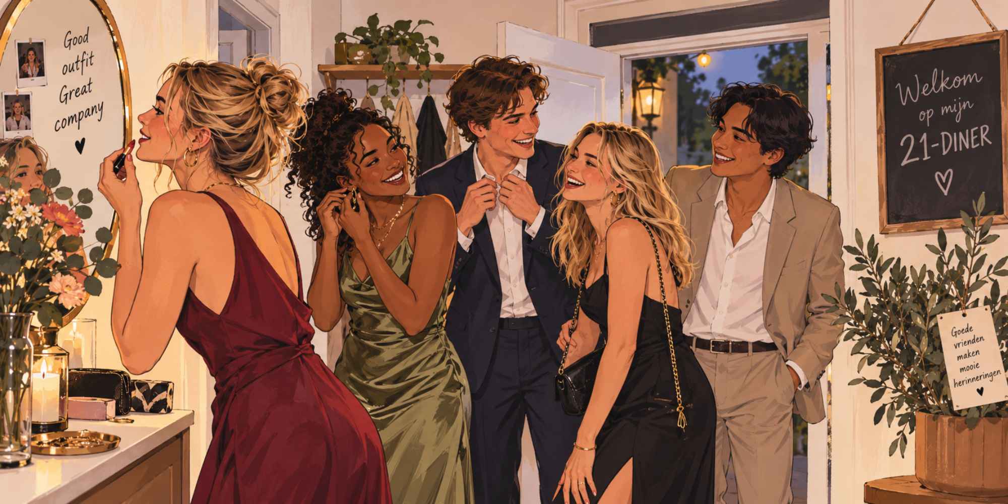 feestelijke kleding en dresscode voor een 21-diner