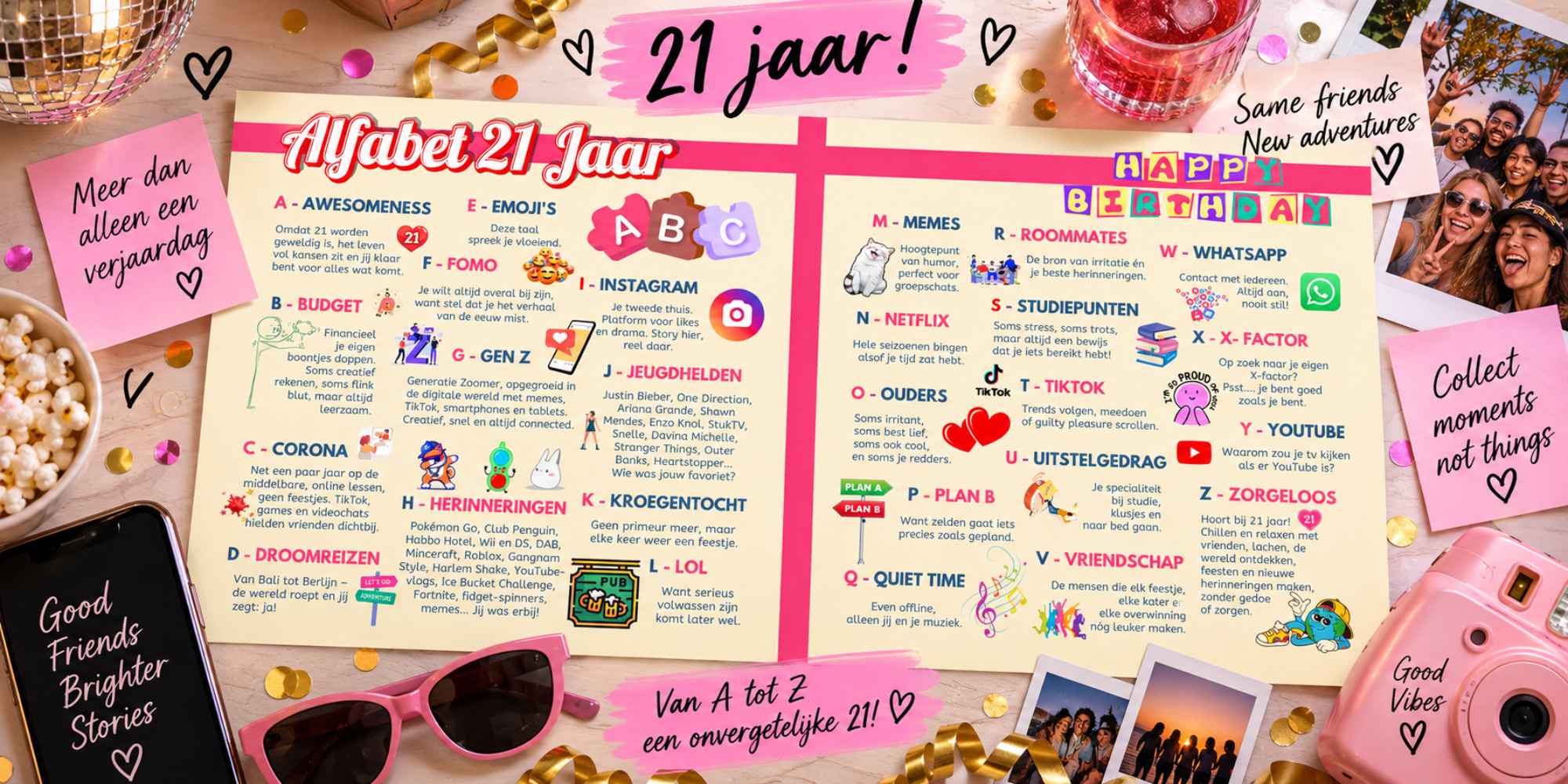 21 jaar ABC sfeerblad voor vriendenboek 21e verjaardag