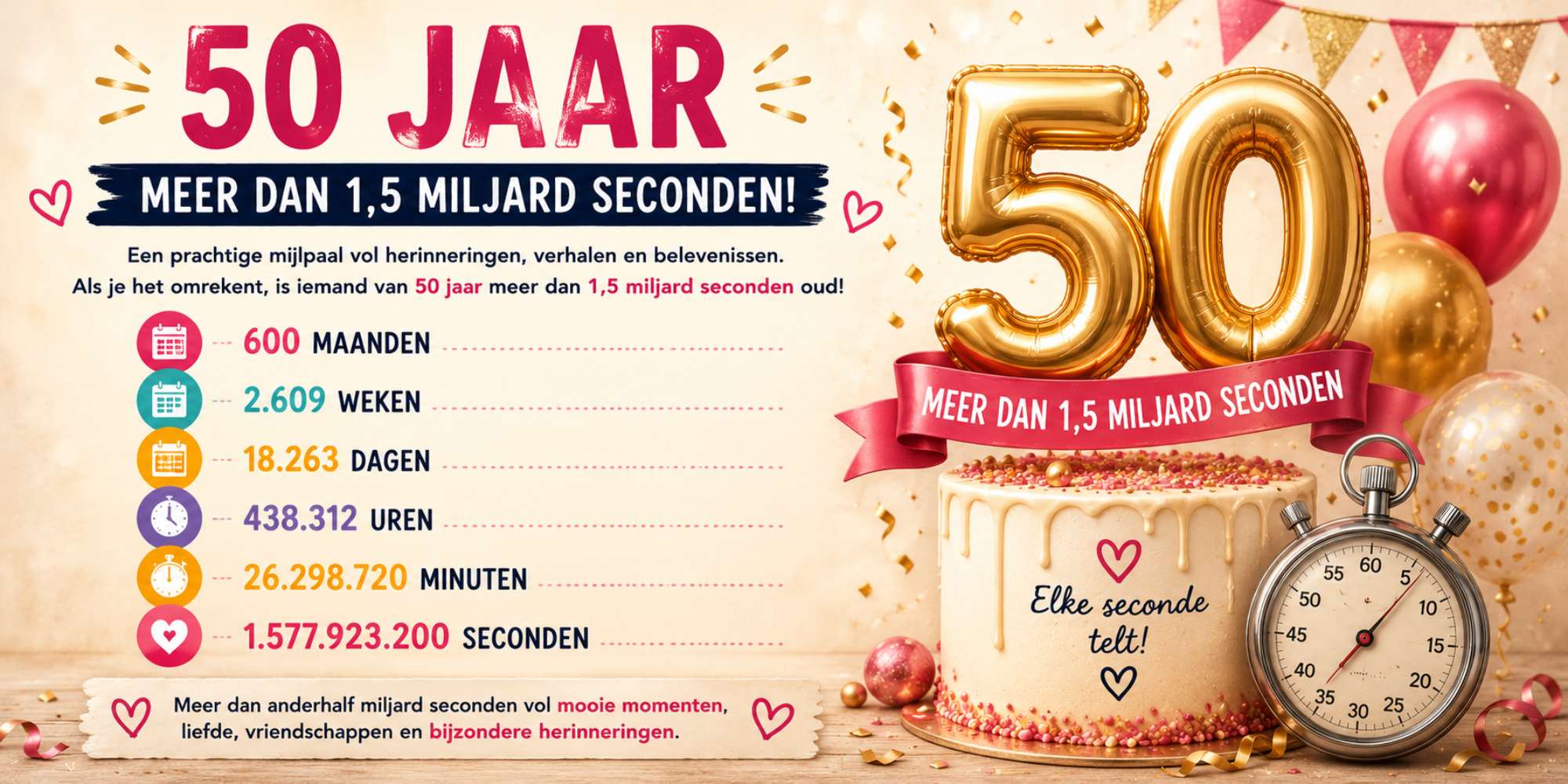 50 jaar in maanden weken dagen uren minuten seconden