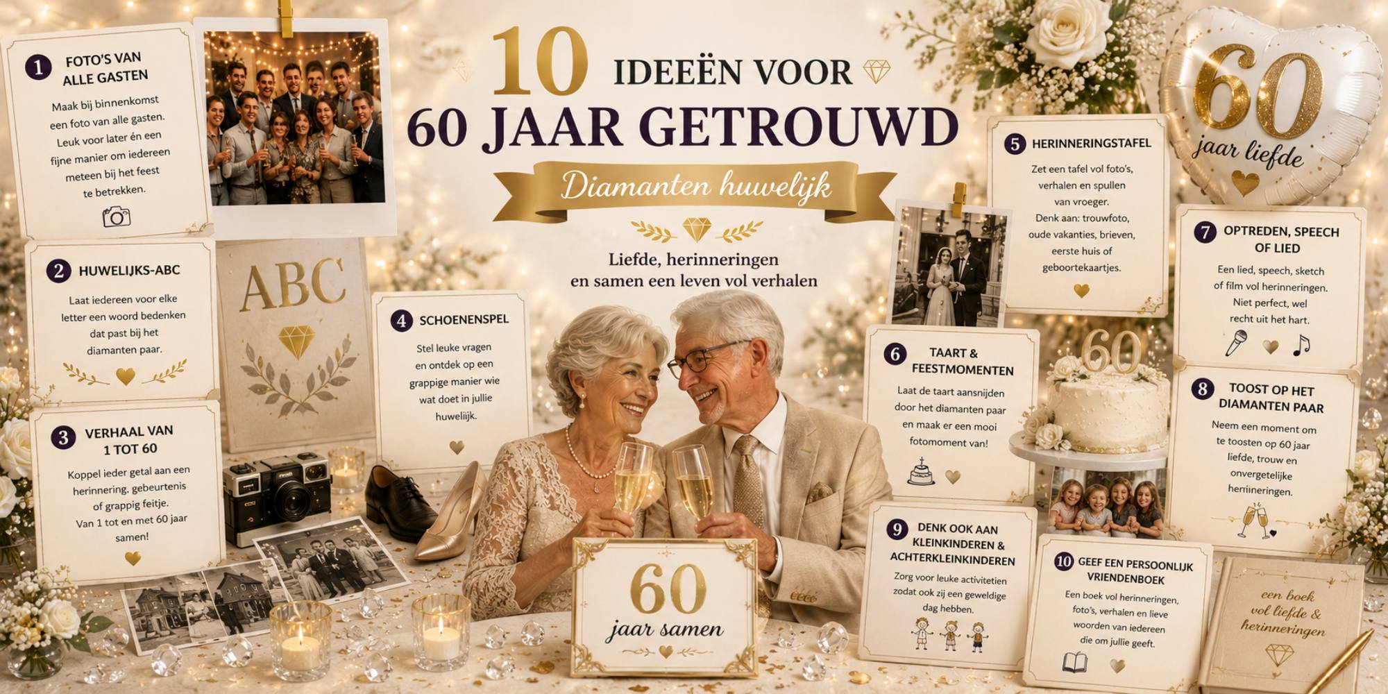 10 ideeën voor een diamanten bruiloft
