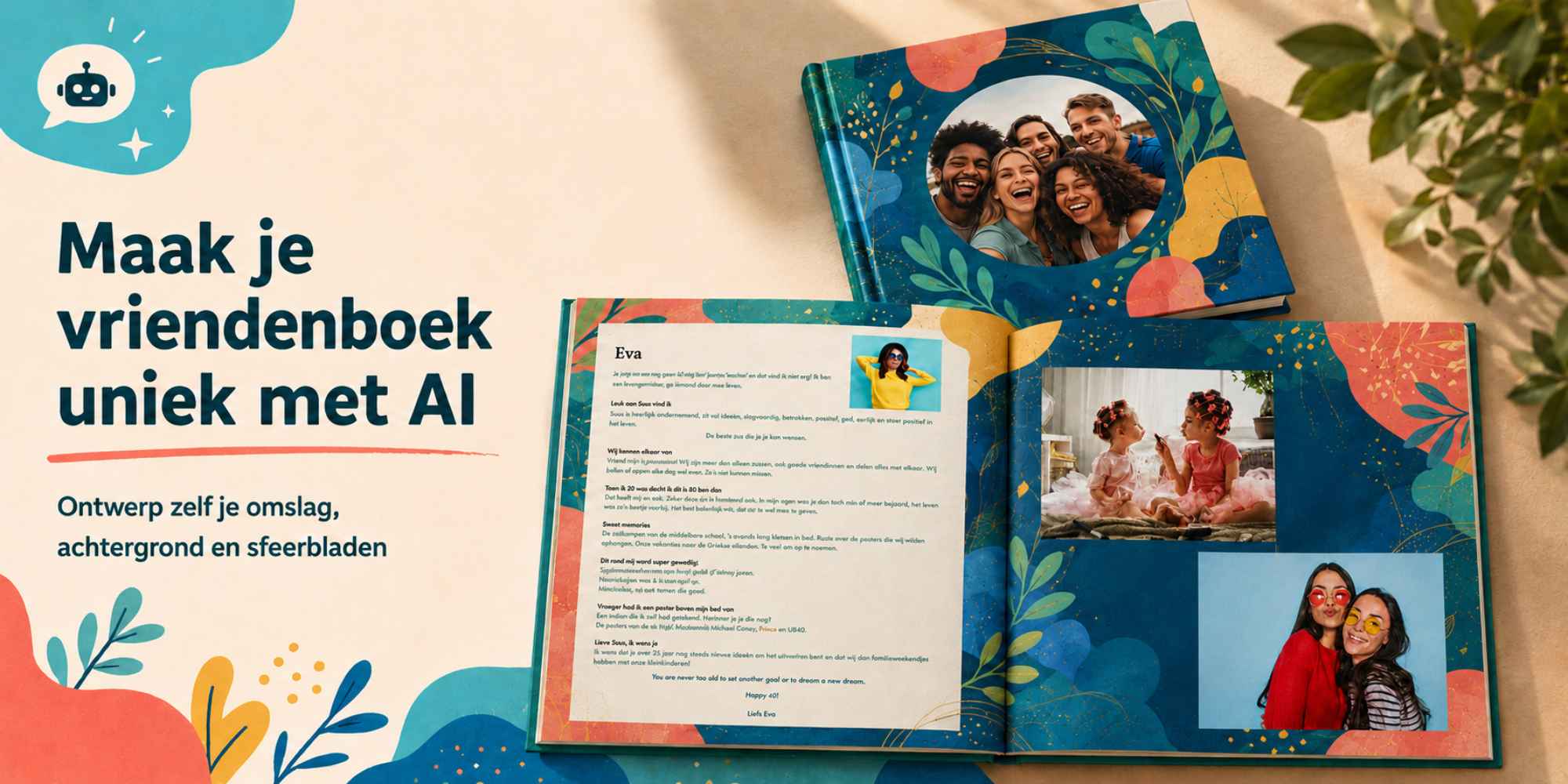 Zelf een vriendenboek ontwerpen met AI | Vriendenboeken.nl