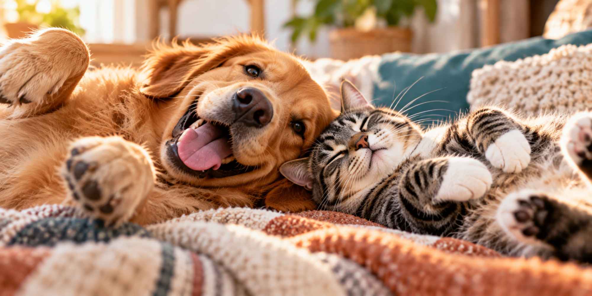 Grappige hond en kat voor Dierendag