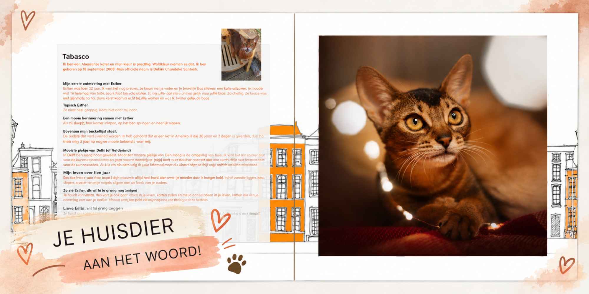 Huisdier met een eigen pagina in een vriendenboek