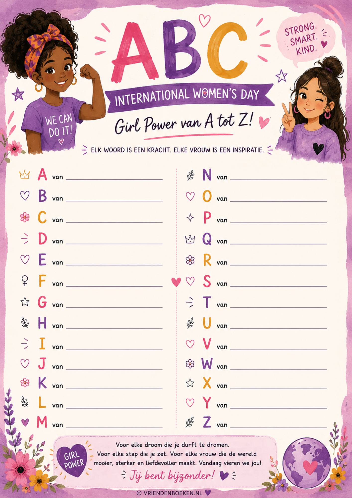 leeg Internationale Vrouwendag ABC invulformulier