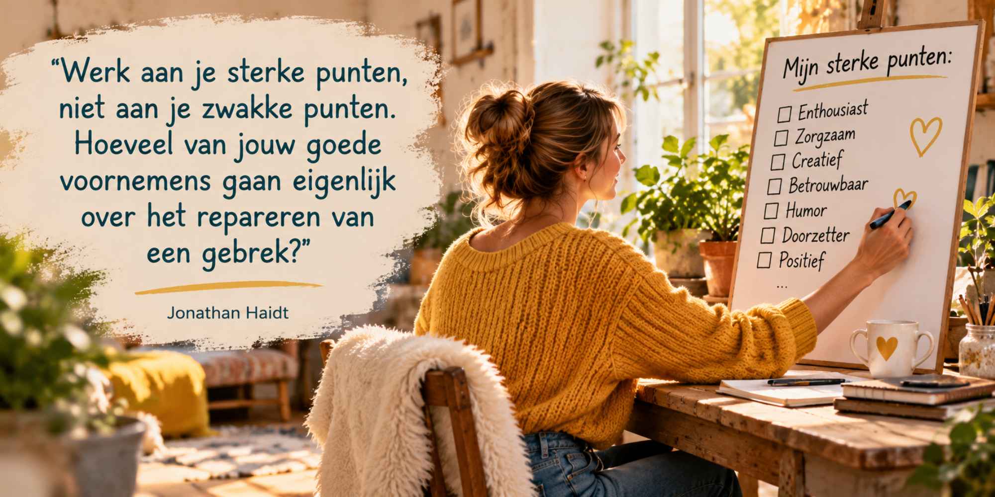 Quote van Jonathan Haidt over goede voornemens en je sterke punten