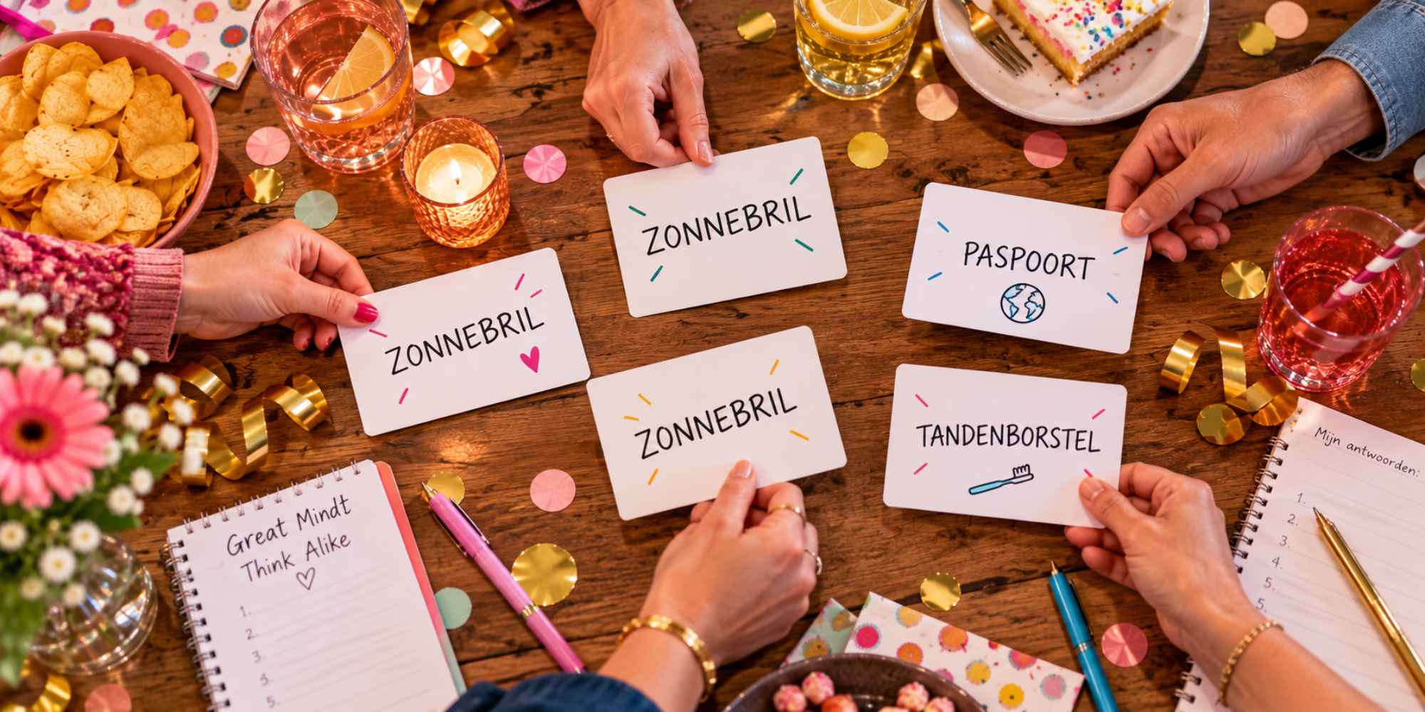 Great Minds Think Alike spelen met vrienden tijdens een verjaardag