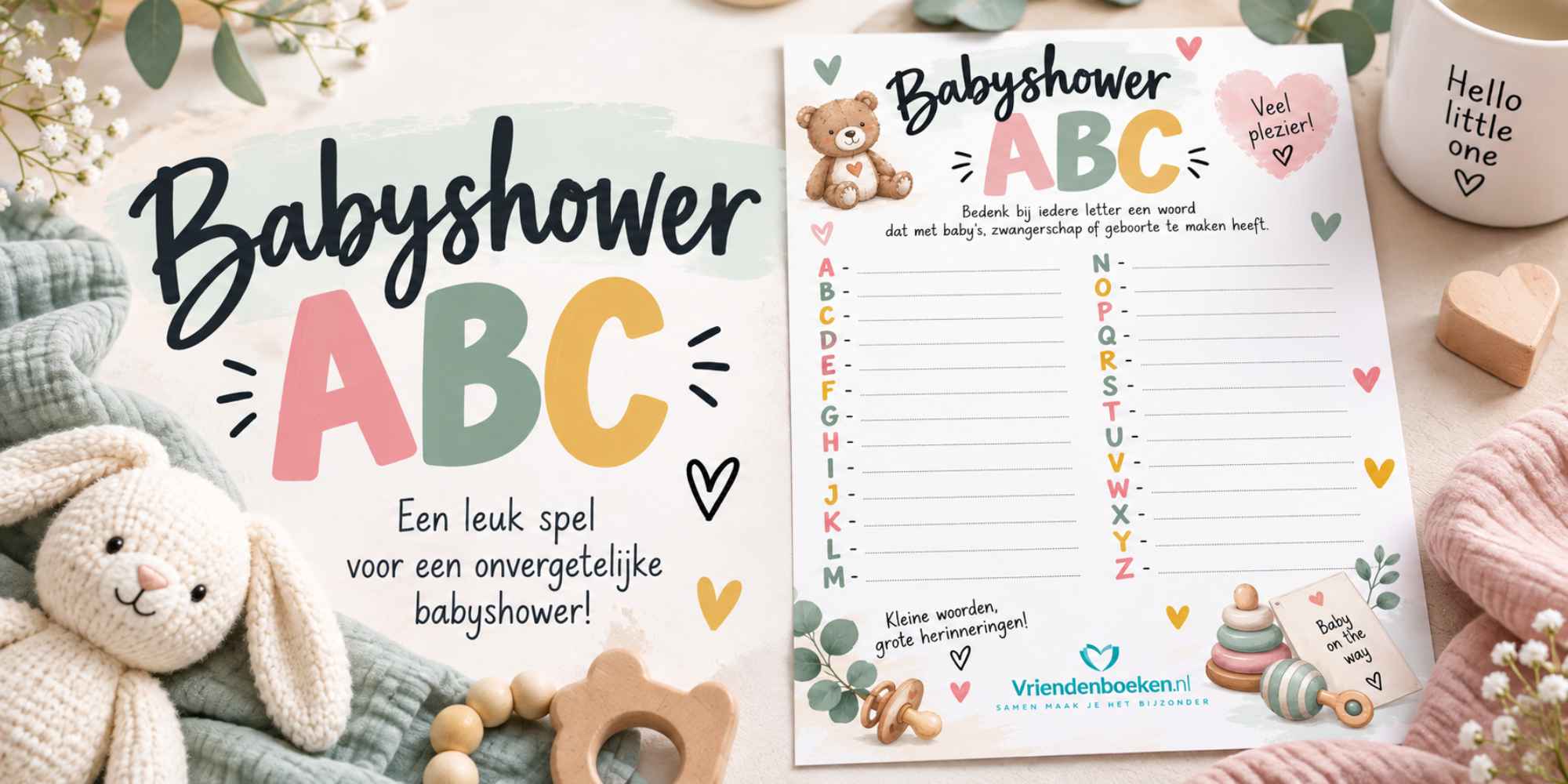 Babyshower Alfabet met gratis invulformulieren en certificaat