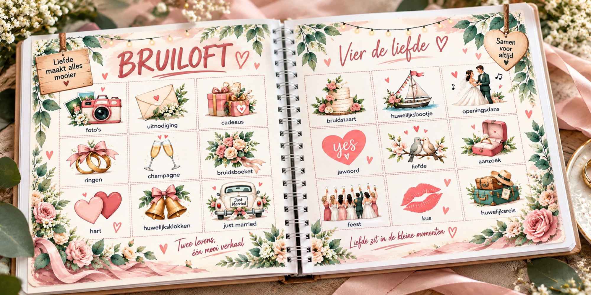bruiloft bingo sfeerblad voor in een vriendenboek huwelijk